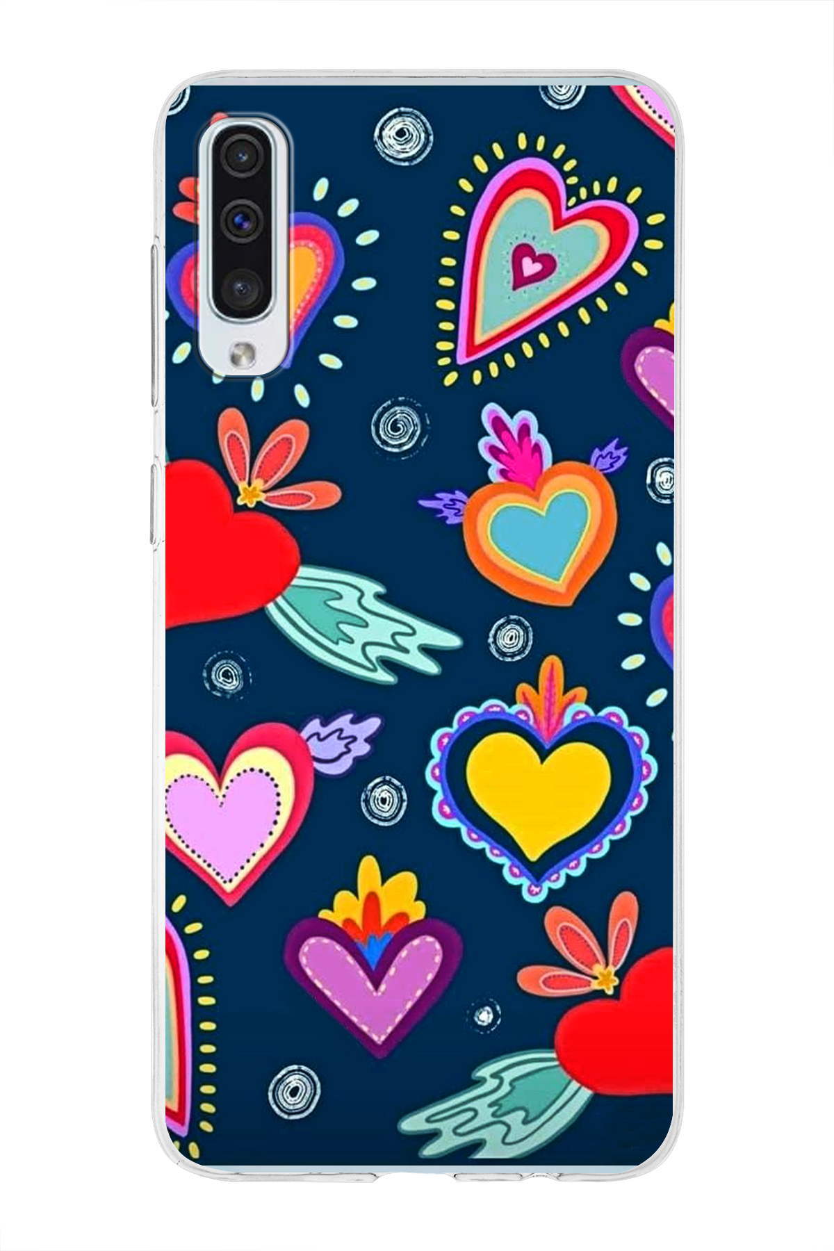 Samsung Galaxy A50S ile Uyumlu 1mm Slim Fit Retro Colors 3 Baskılı Şeffaf Kılıf