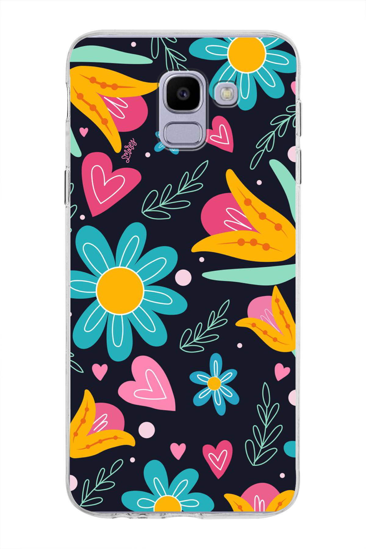 Samsung Galaxy J6 2018 ile Uyumlu 1mm Slim Fit Retro Colors 1 Baskılı Şeffaf Kılıf