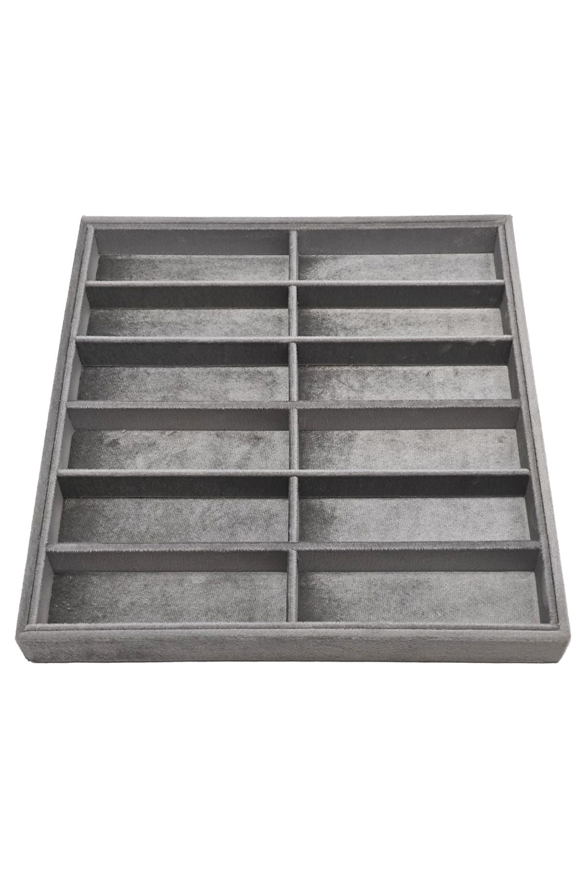 Jewelbox Suport Pentru Ochelari Cu 12 Compartimente Din Piele Intoarsa Gri - 36x38 Cm - One Size