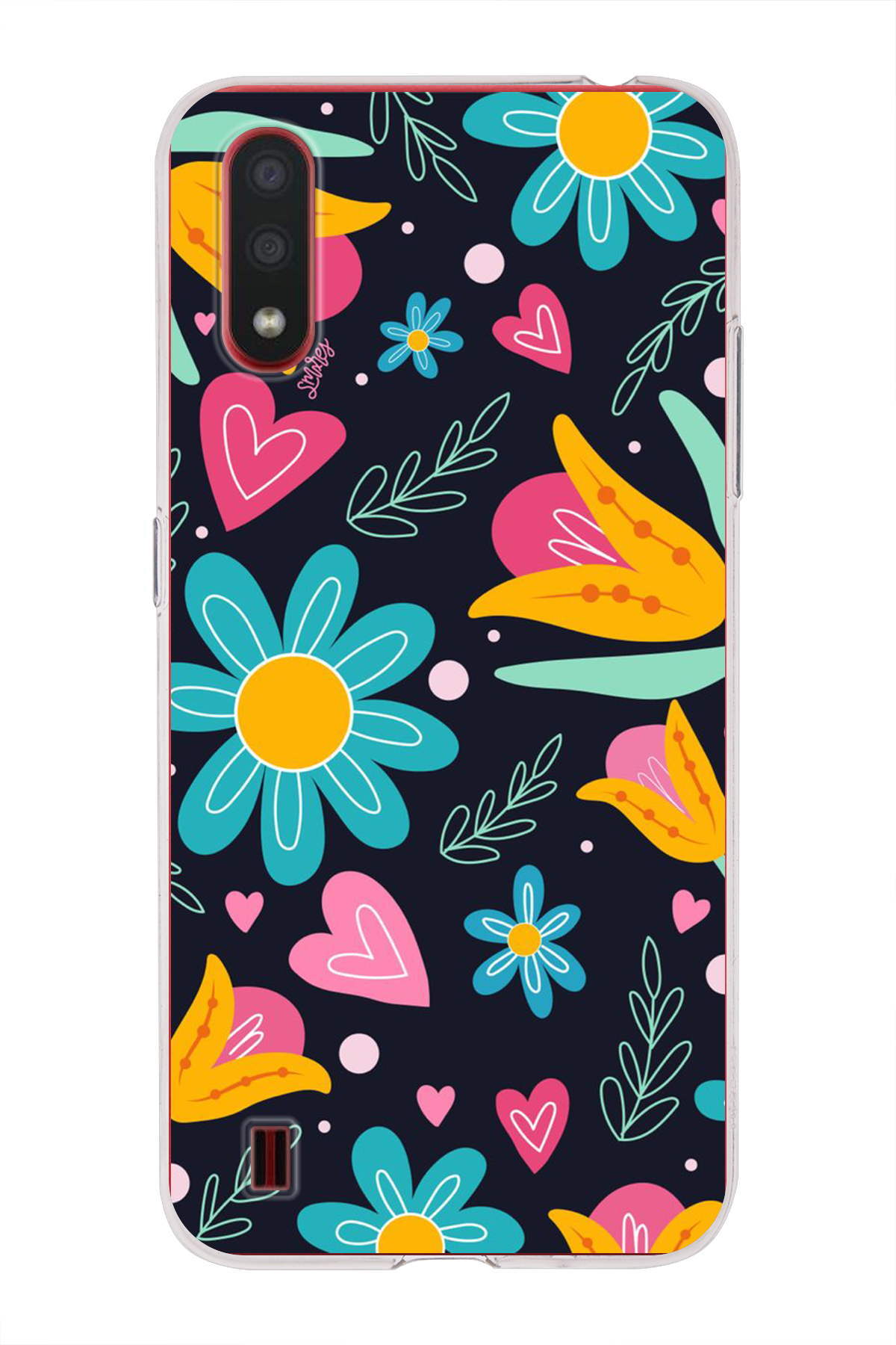 Samsung Galaxy A01 ile Uyumlu 1mm Slim Fit Retro Colors 1 Baskılı Şeffaf Kılıf
