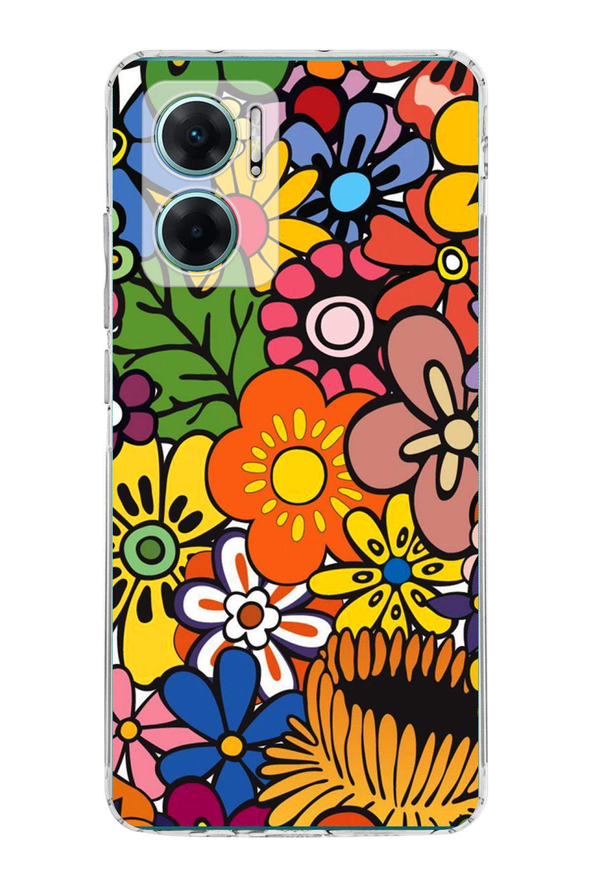 Xiaomi Redmi Note 11E ile Uyumlu 1mm Slim Fit Retro Colors 2 Baskılı Şeffaf Kılıf