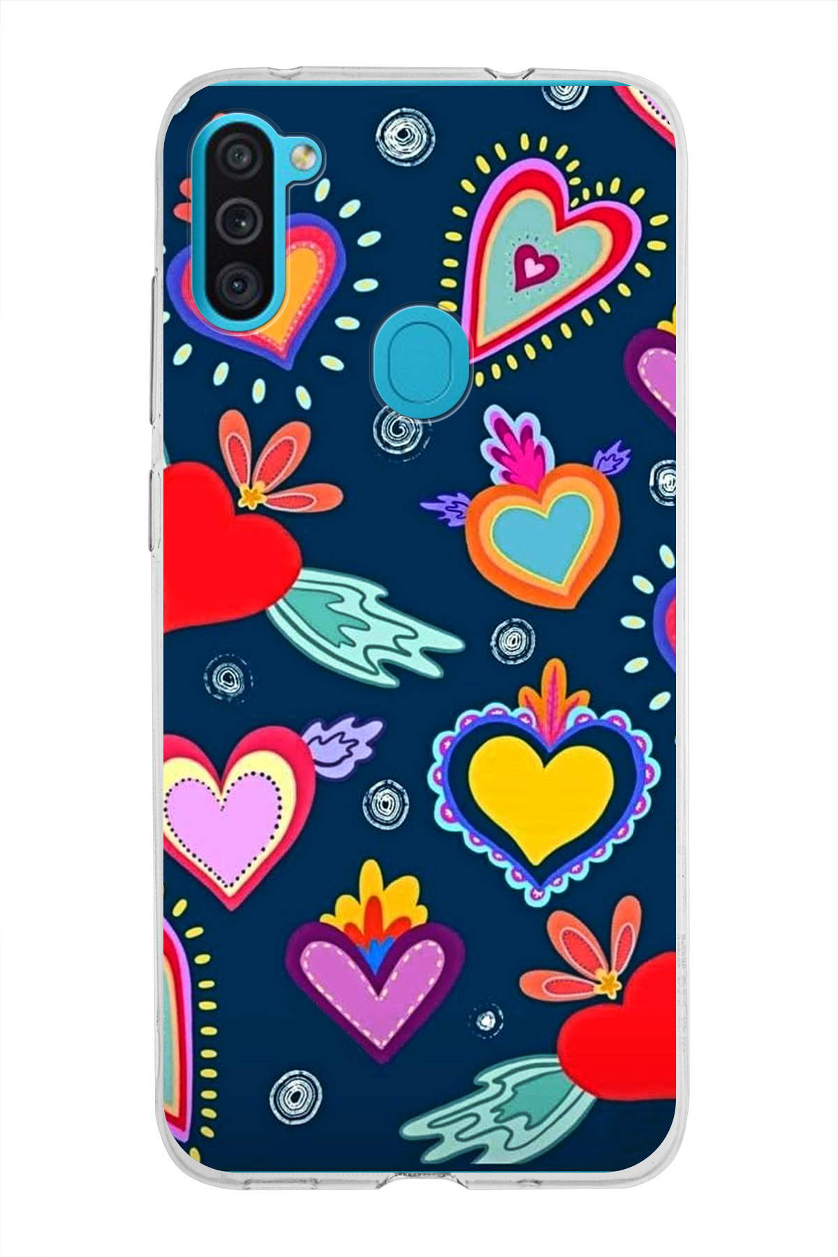 Samsung Galaxy M11 ile Uyumlu 1mm Slim Fit Retro Colors 3 Baskılı Şeffaf Kılıf