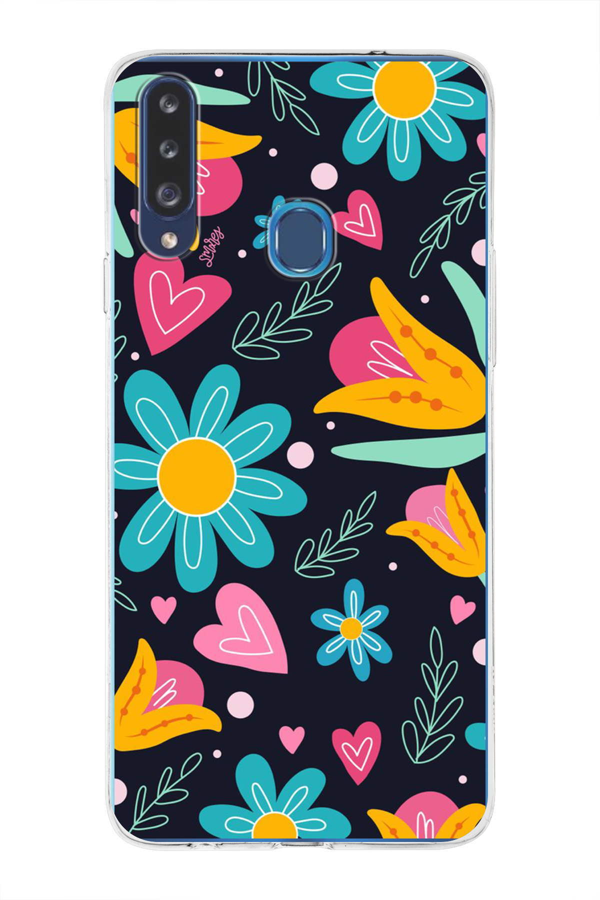 Samsung Galaxy A20s ile Uyumlu 1mm Slim Fit Retro Colors 1 Baskılı Şeffaf Kılıf