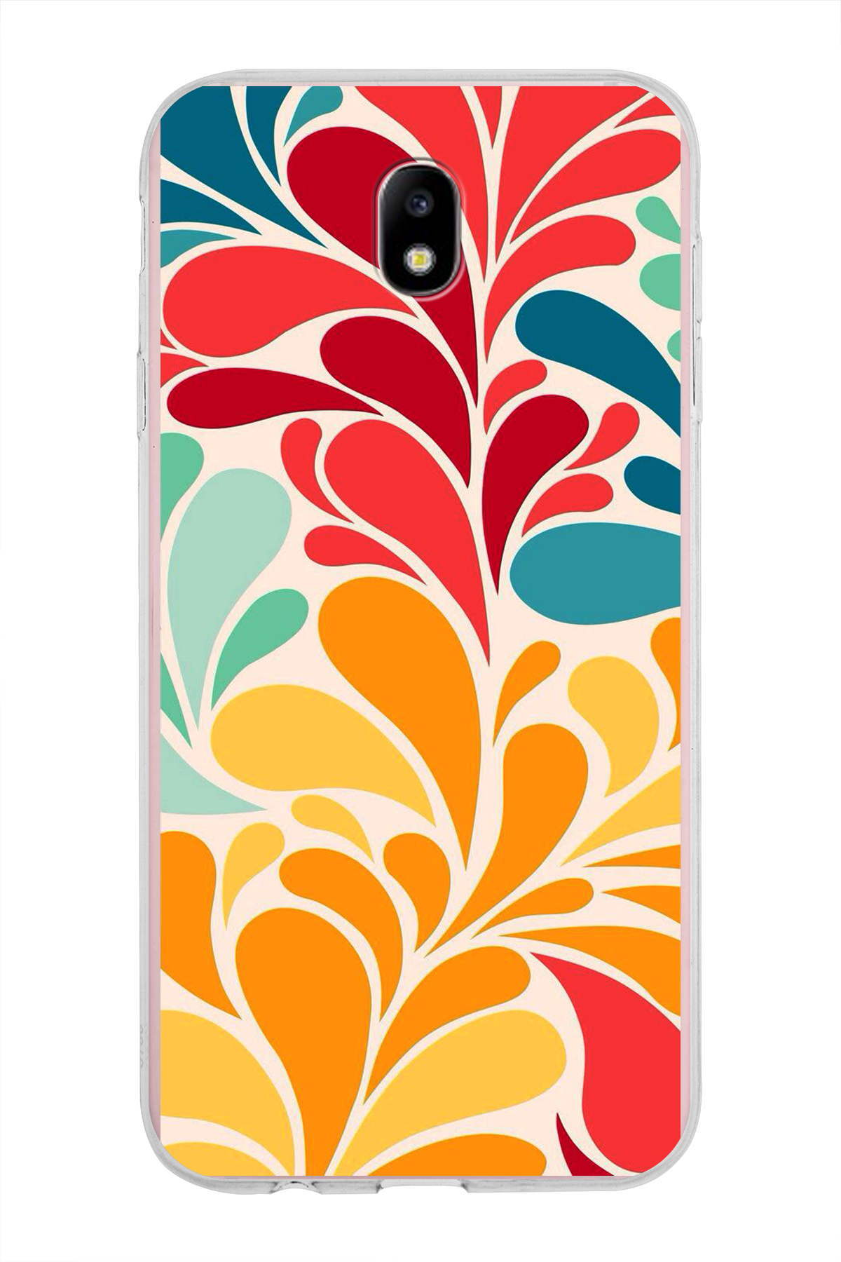 Samsung Galaxy J7 Pro ile Uyumlu 1mm Slim Fit Retro Colors 5 Baskılı Şeffaf Kılıf