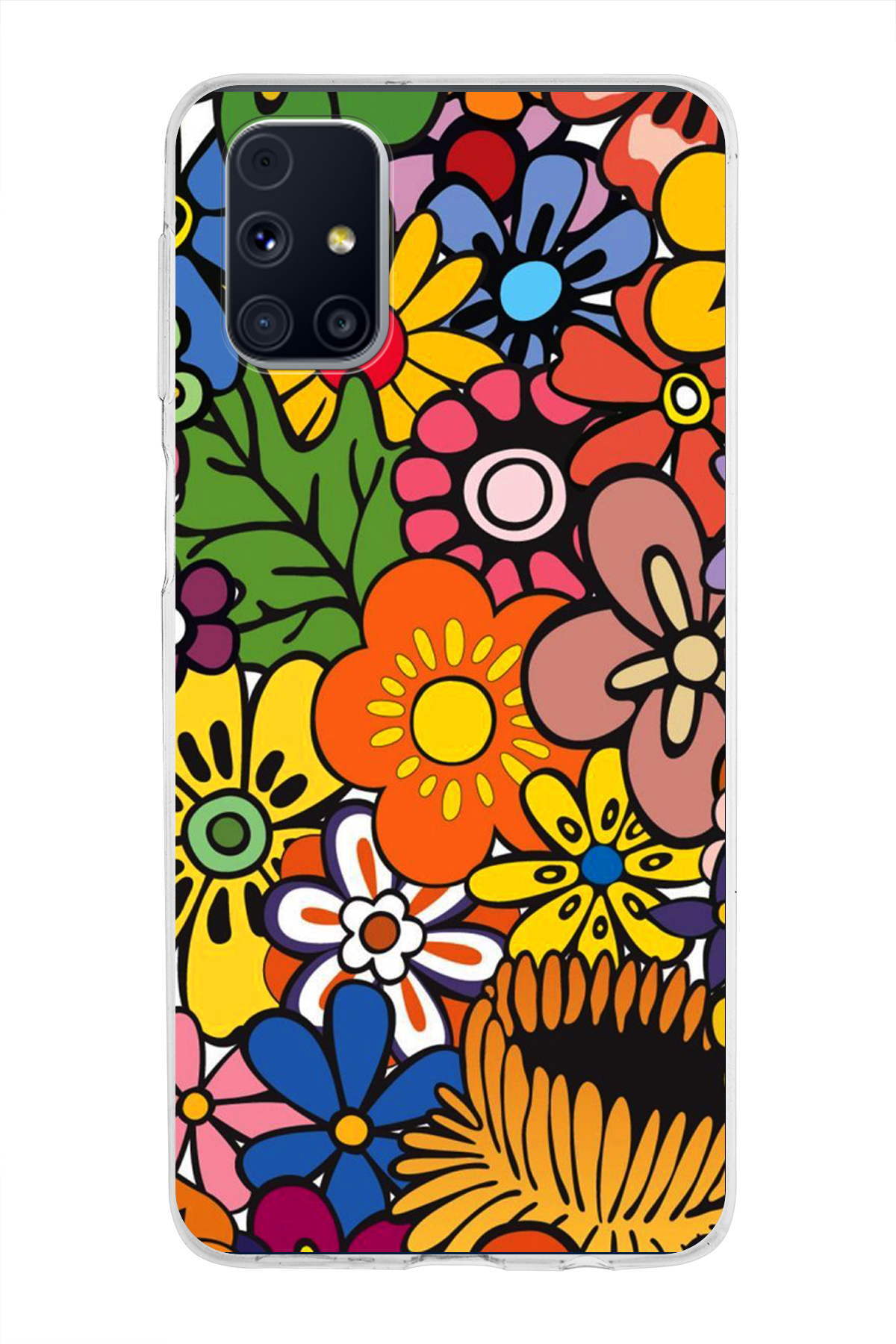 Samsung Galaxy M31s ile Uyumlu 1mm Slim Fit Retro Colors 2 Baskılı Şeffaf Kılıf