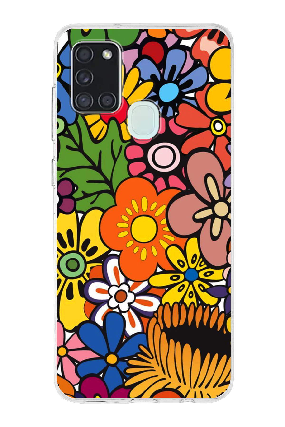 Samsung Galaxy A21s ile Uyumlu 1mm Slim Fit Retro Colors 2 Baskılı Şeffaf Kılıf