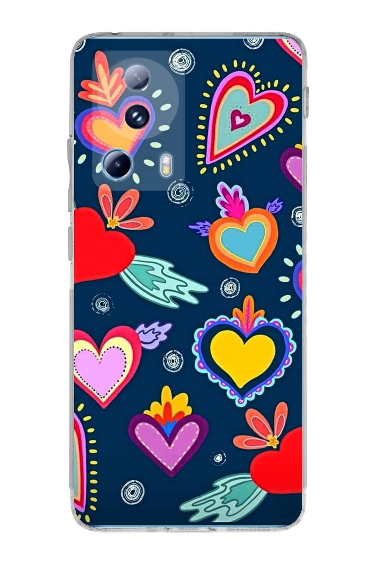 Xiaomi Mi 13 Lite ile Uyumlu 1mm Slim Fit Retro Colors 3 Baskılı Şeffaf Kılıf