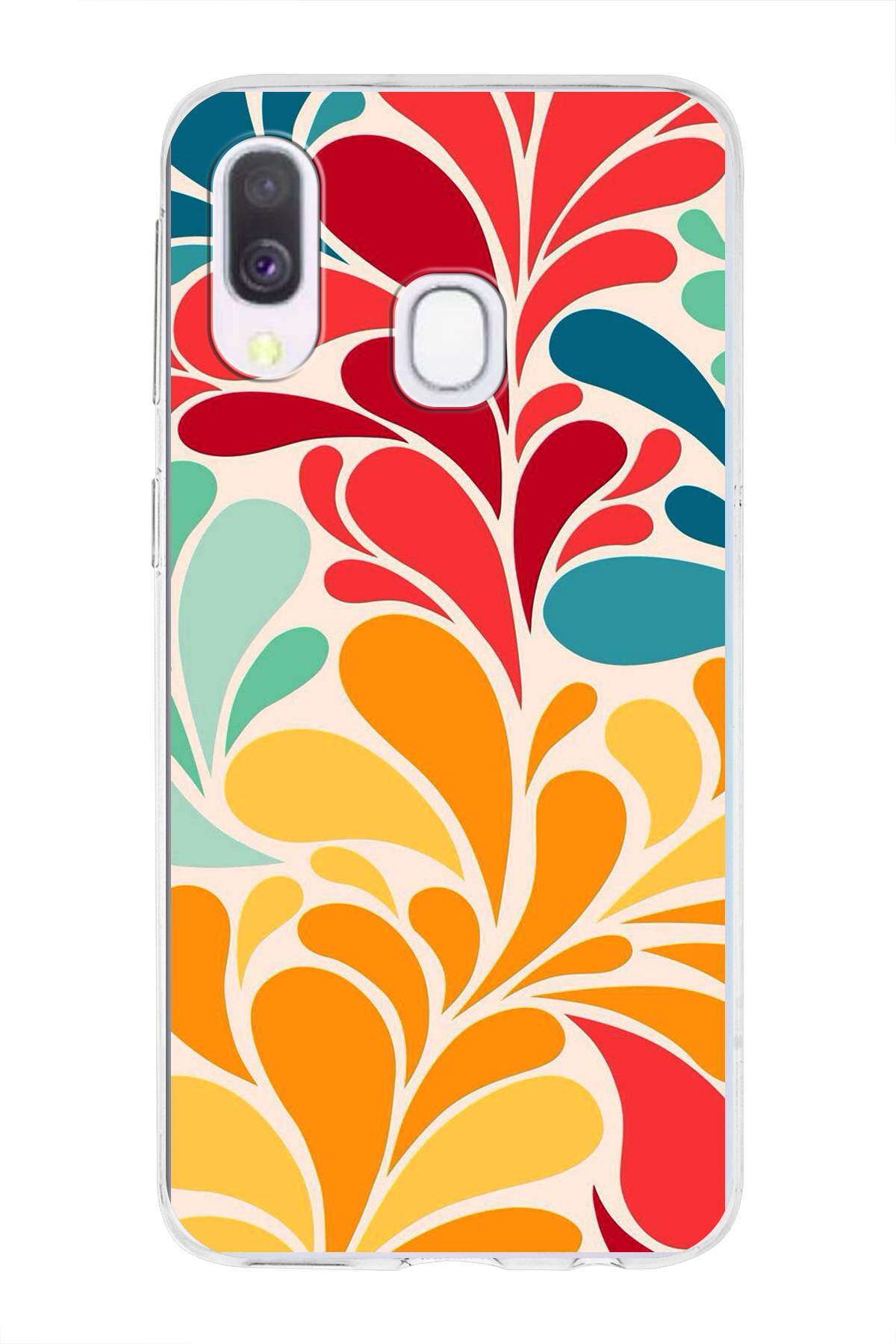 Samsung Galaxy A40 ile Uyumlu 1mm Slim Fit Retro Colors 5 Baskılı Şeffaf Kılıf