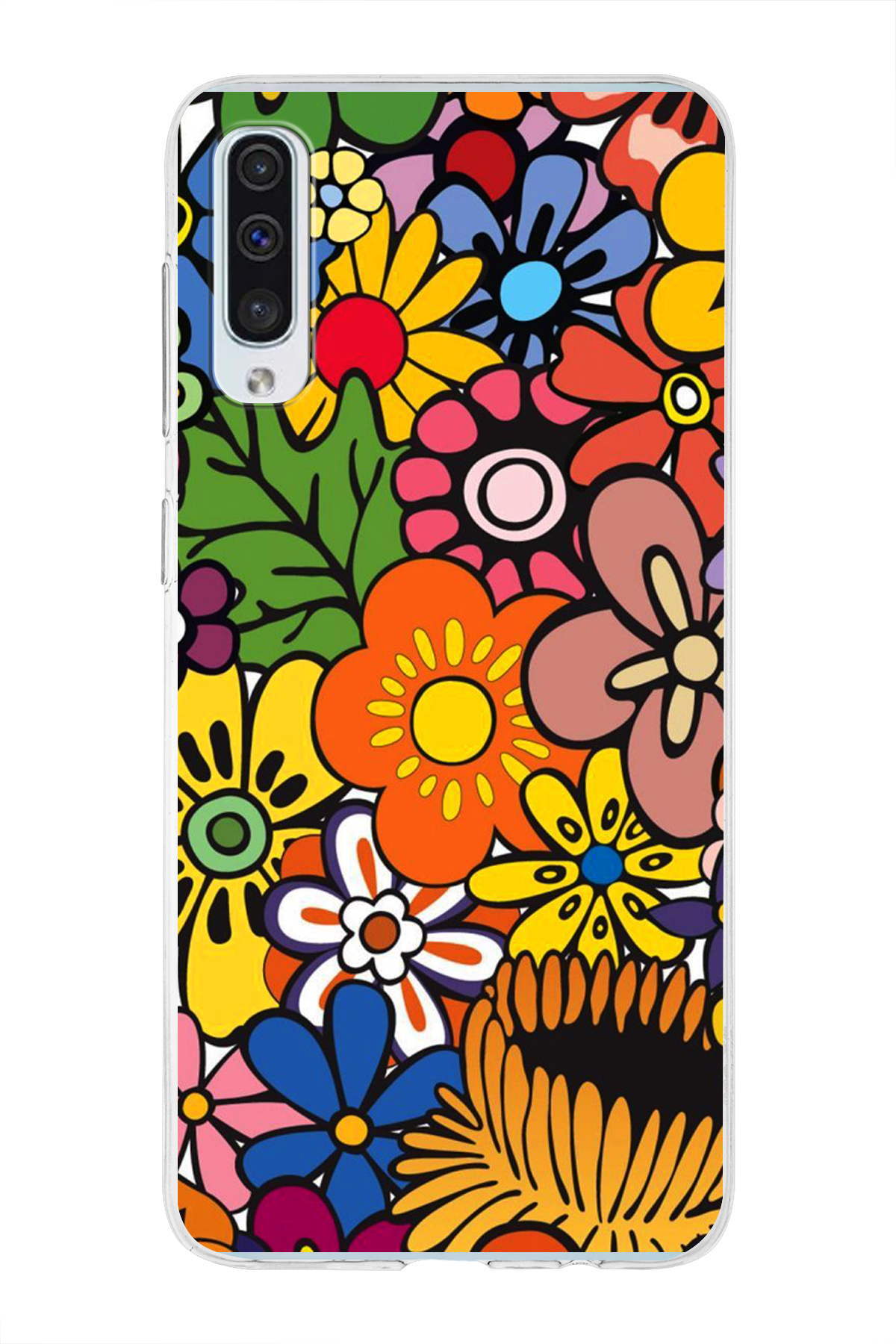 Samsung Galaxy A50 ile Uyumlu 1mm Slim Fit Retro Colors 2 Baskılı Şeffaf Kılıf