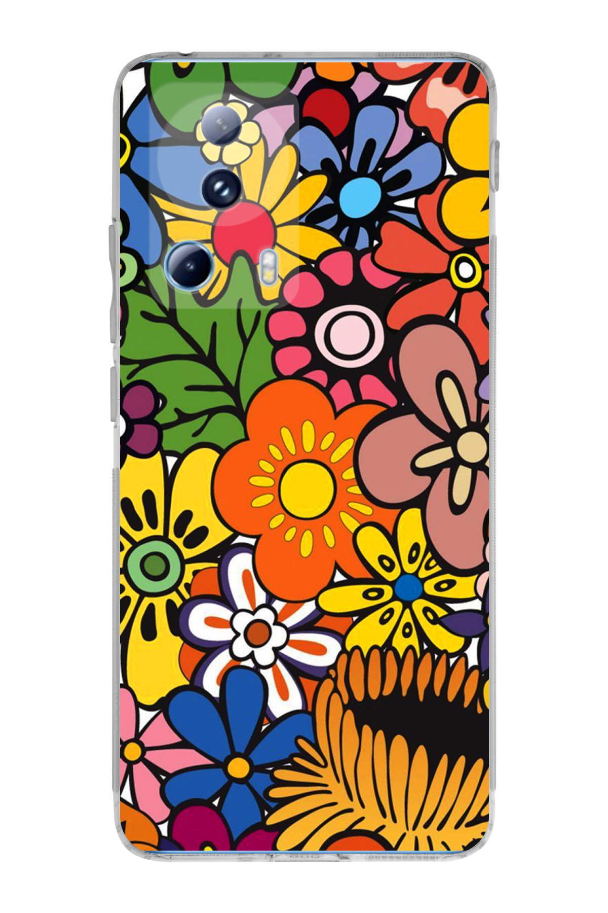 Xiaomi Mi 13 Lite ile Uyumlu 1mm Slim Fit Retro Colors 2 Baskılı Şeffaf Kılıf