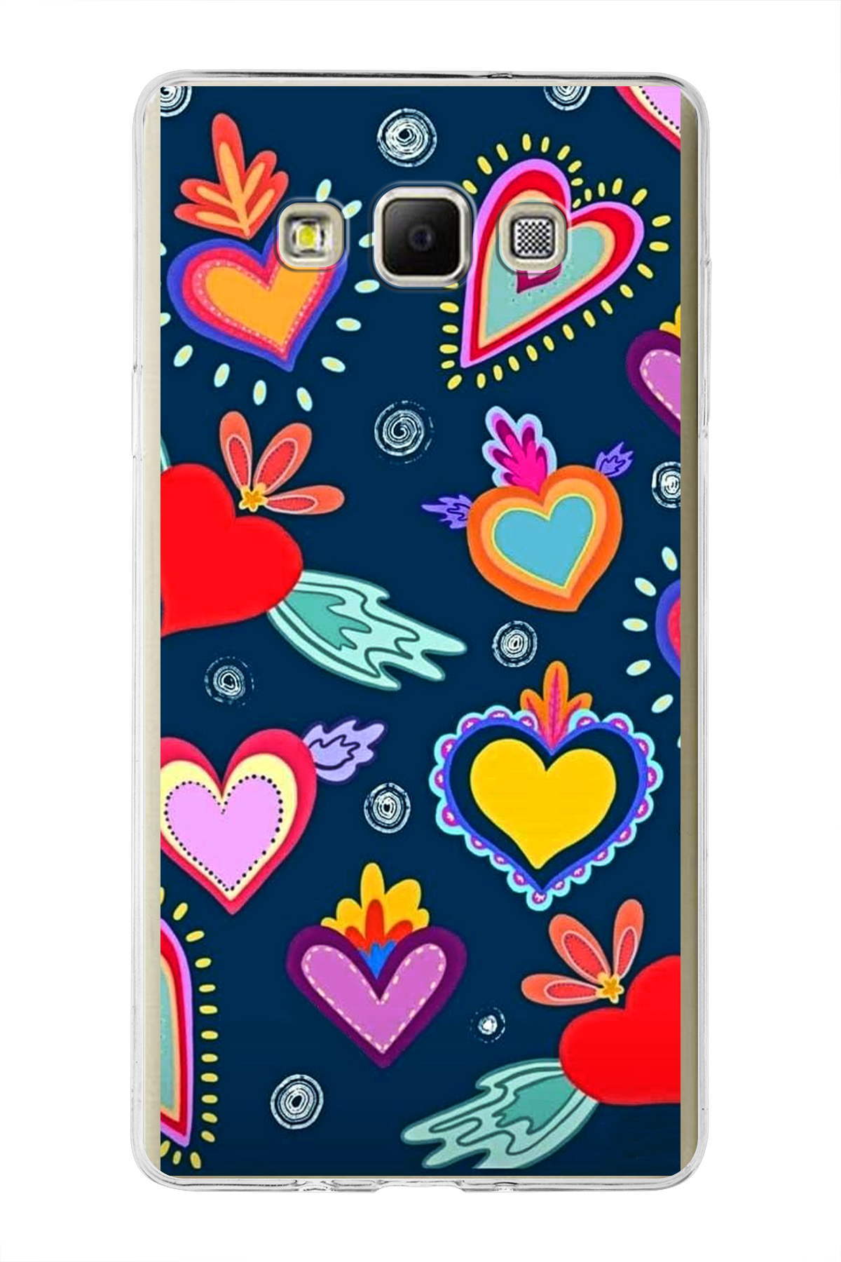 Samsung Galaxy A7 ile Uyumlu 1mm Slim Fit Retro Colors 3 Baskılı Şeffaf Kılıf