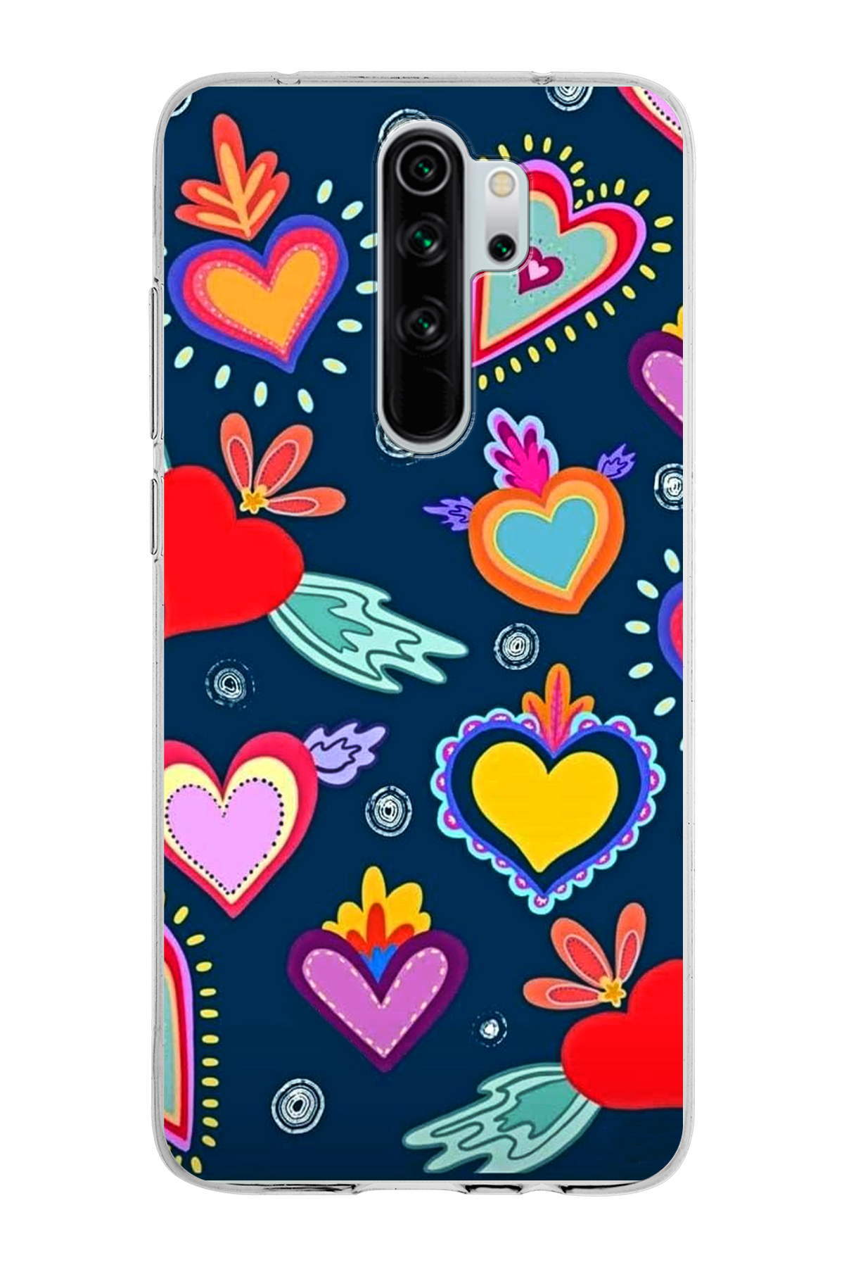 Xiaomi Redmi Note 8 Pro ile Uyumlu 1mm Slim Fit Retro Colors 3 Baskılı Şeffaf Kılıf