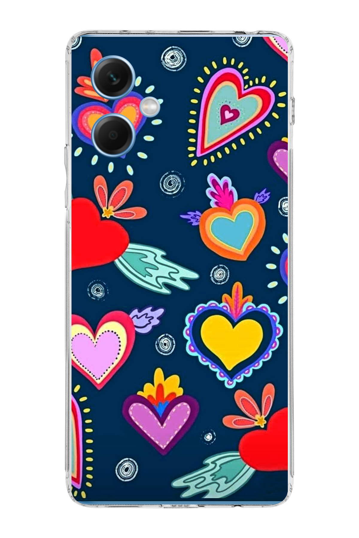 Xiaomi Redmi Note 12 5G ile Uyumlu 1mm Slim Fit Retro Colors 3 Baskılı Şeffaf Kılıf