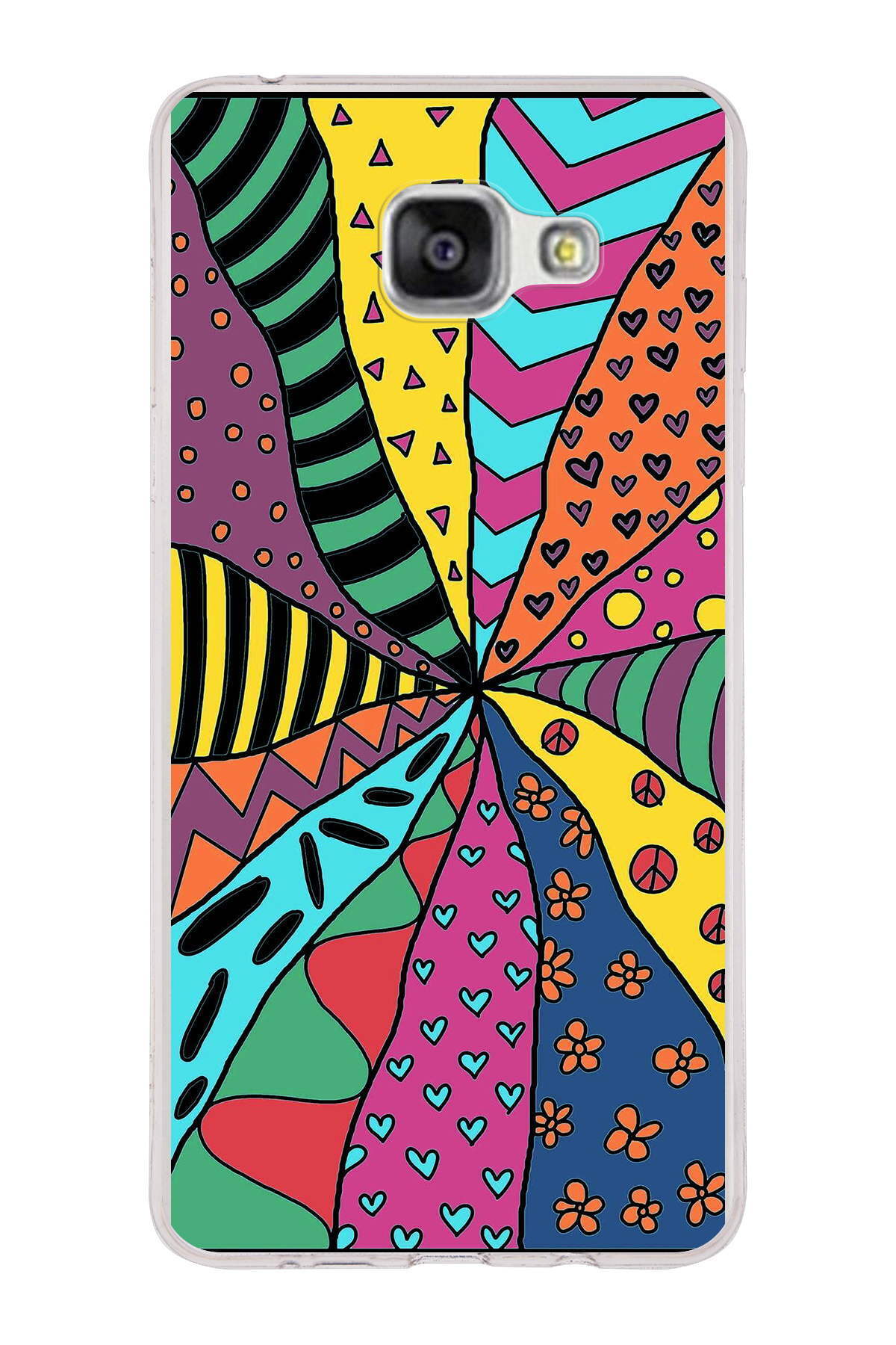 Samsung Galaxy A5 2016 ile Uyumlu 1mm Slim Fit Retro Colors 4 Baskılı Şeffaf Kılıf