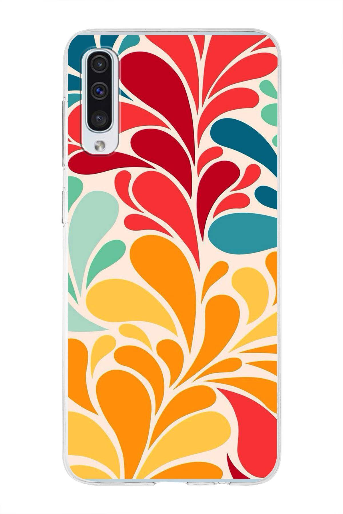 Samsung Galaxy A50 ile Uyumlu 1mm Slim Fit Retro Colors 5 Baskılı Şeffaf Kılıf