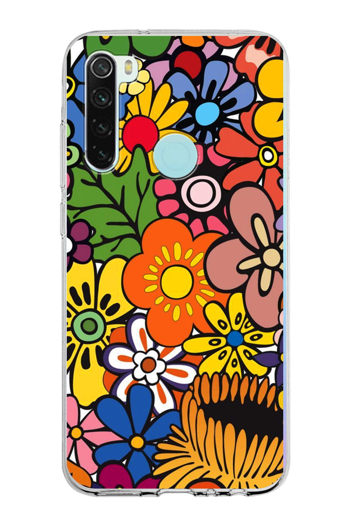 Xiaomi Redmi Note 8 ile Uyumlu 1mm Slim Fit Retro Colors 2 Baskılı Şeffaf Kılıf