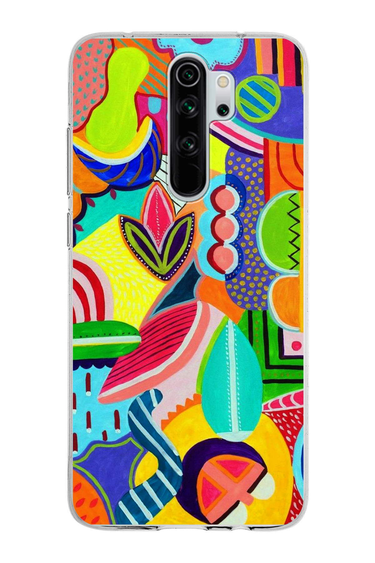 Xiaomi Redmi Note 8 Pro ile Uyumlu 1mm Slim Fit Retro Colors 6 Baskılı Şeffaf Kılıf