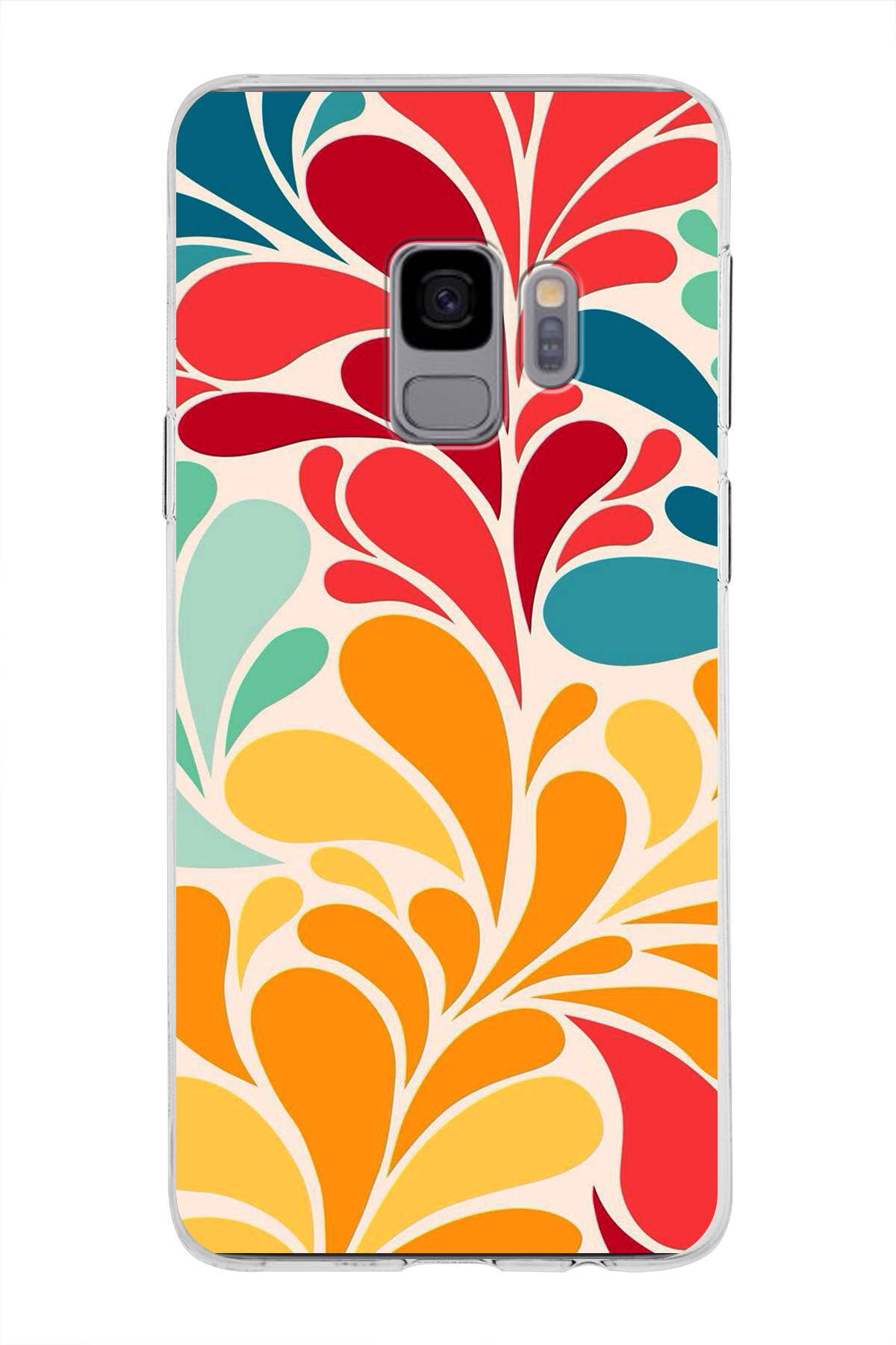 Samsung Galaxy S9 ile Uyumlu 1mm Slim Fit Retro Colors 5 Baskılı Şeffaf Kılıf