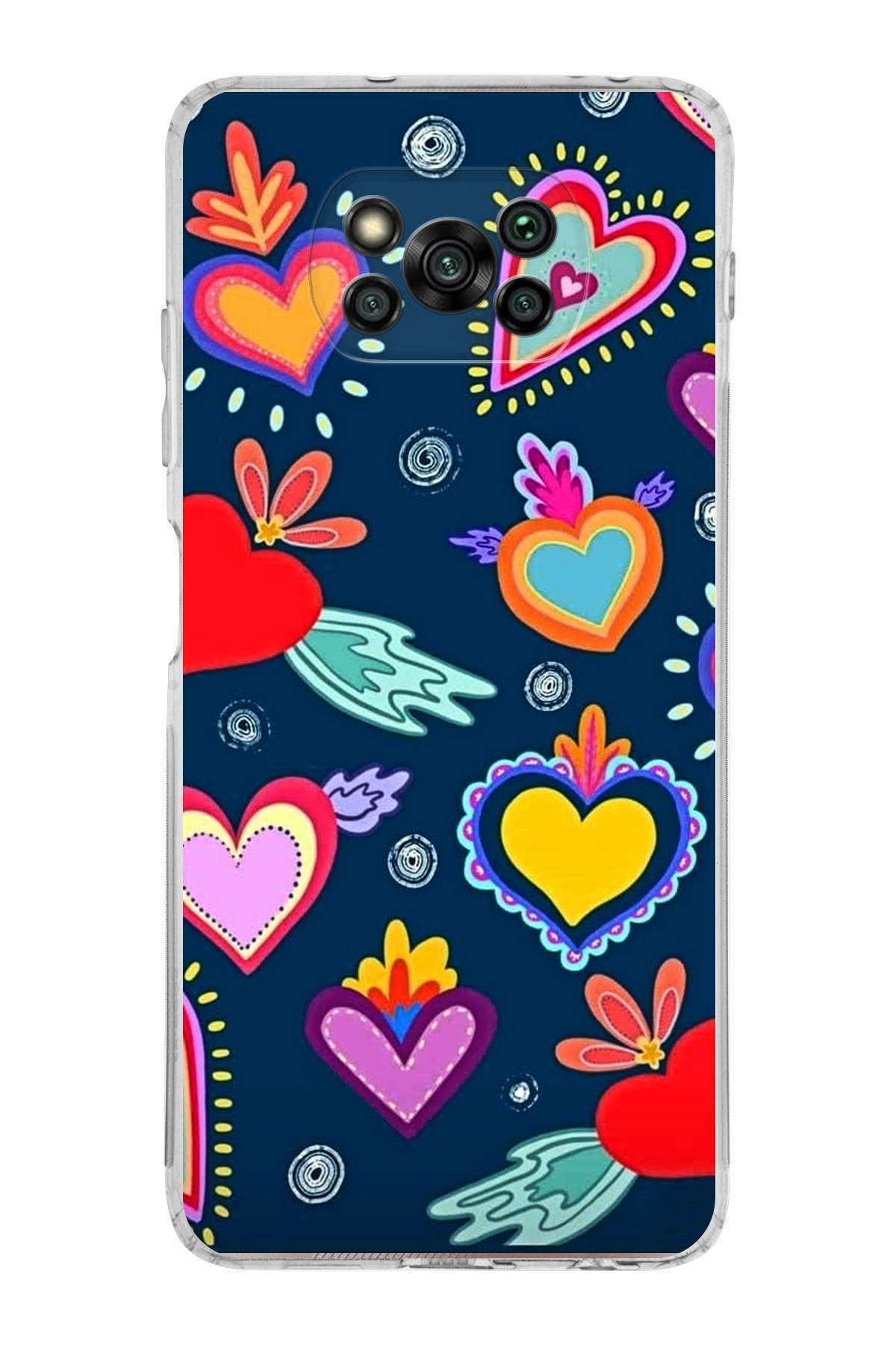 Xiaomi Poco X3 ile Uyumlu 1mm Slim Fit Retro Colors 3 Baskılı Şeffaf Kılıf