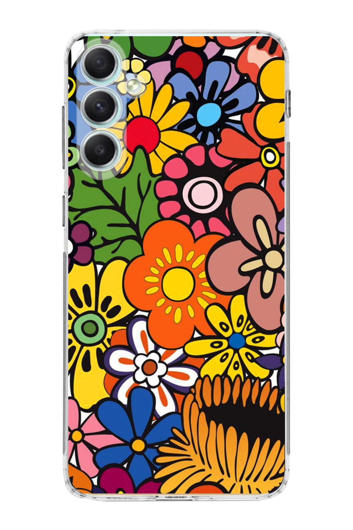 Samsung Galaxy A34 ile Uyumlu 1mm Slim Fit Retro Colors 2 Baskılı Şeffaf Kılıf