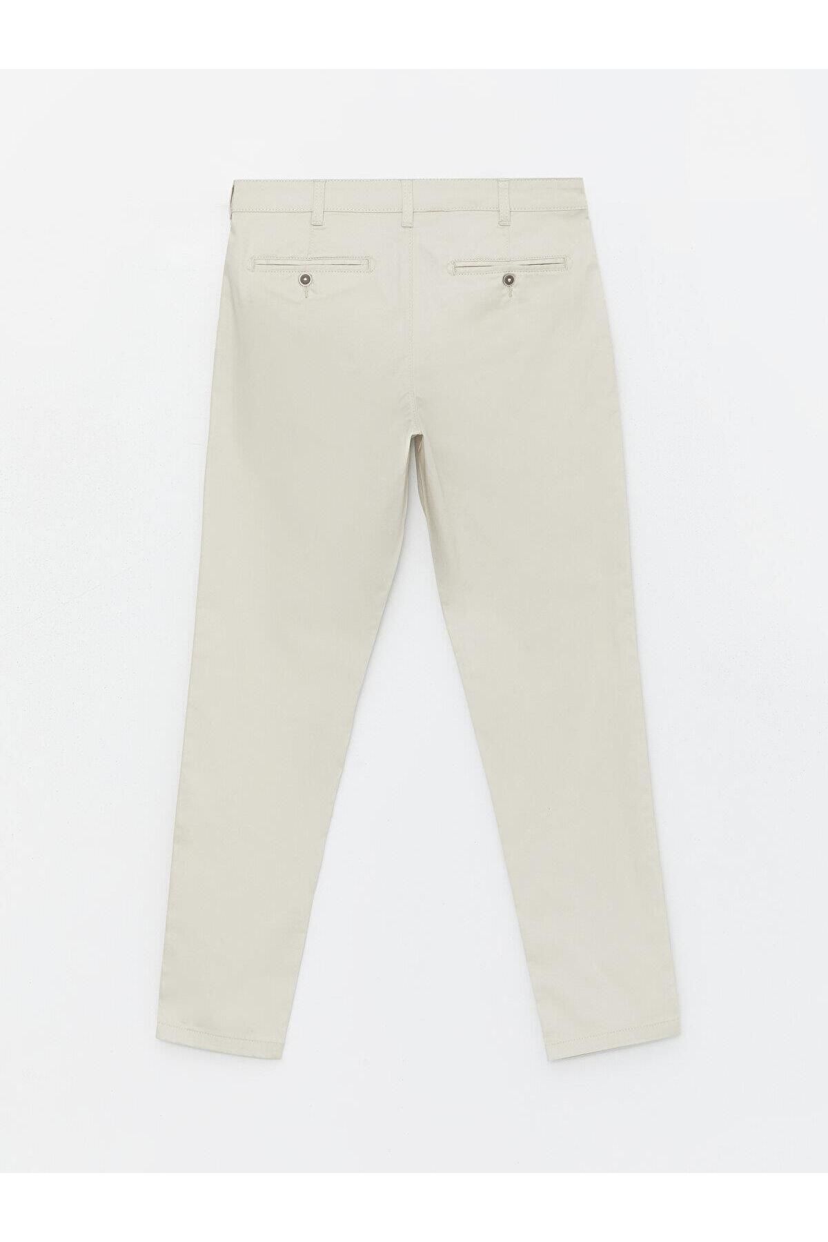 LC Waikiki-Ανδρικό παντελόνι Chino LCWAIKIKI Classic ανοιχτό μπεζ στενή εφαρμογή Gabardine 6
