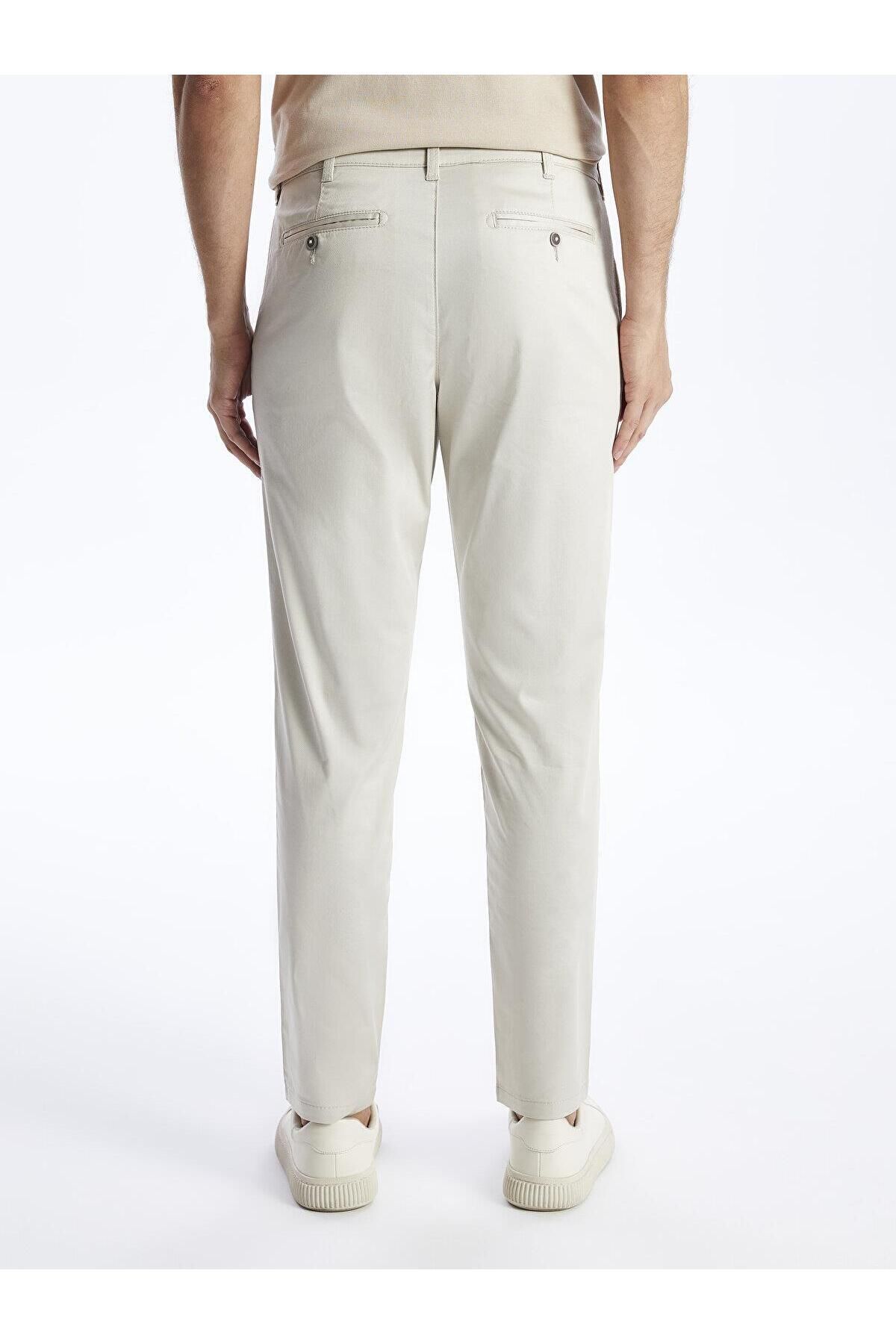 LC Waikiki-Ανδρικό παντελόνι Chino LCWAIKIKI Classic ανοιχτό μπεζ στενή εφαρμογή Gabardine 4