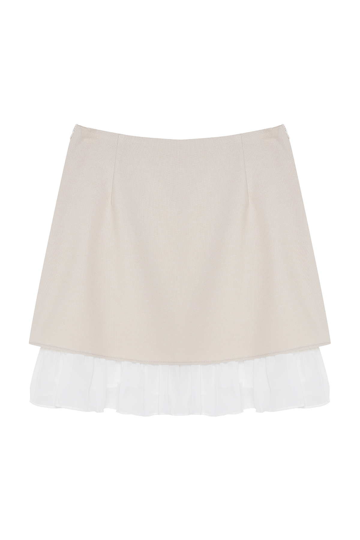 Trendyolmilla  Bej Bağlama Detaylı Etek Ucu Fırfırlı Mini Boy Dokuma Etek TWOSS24ET00221 - Görsel 7