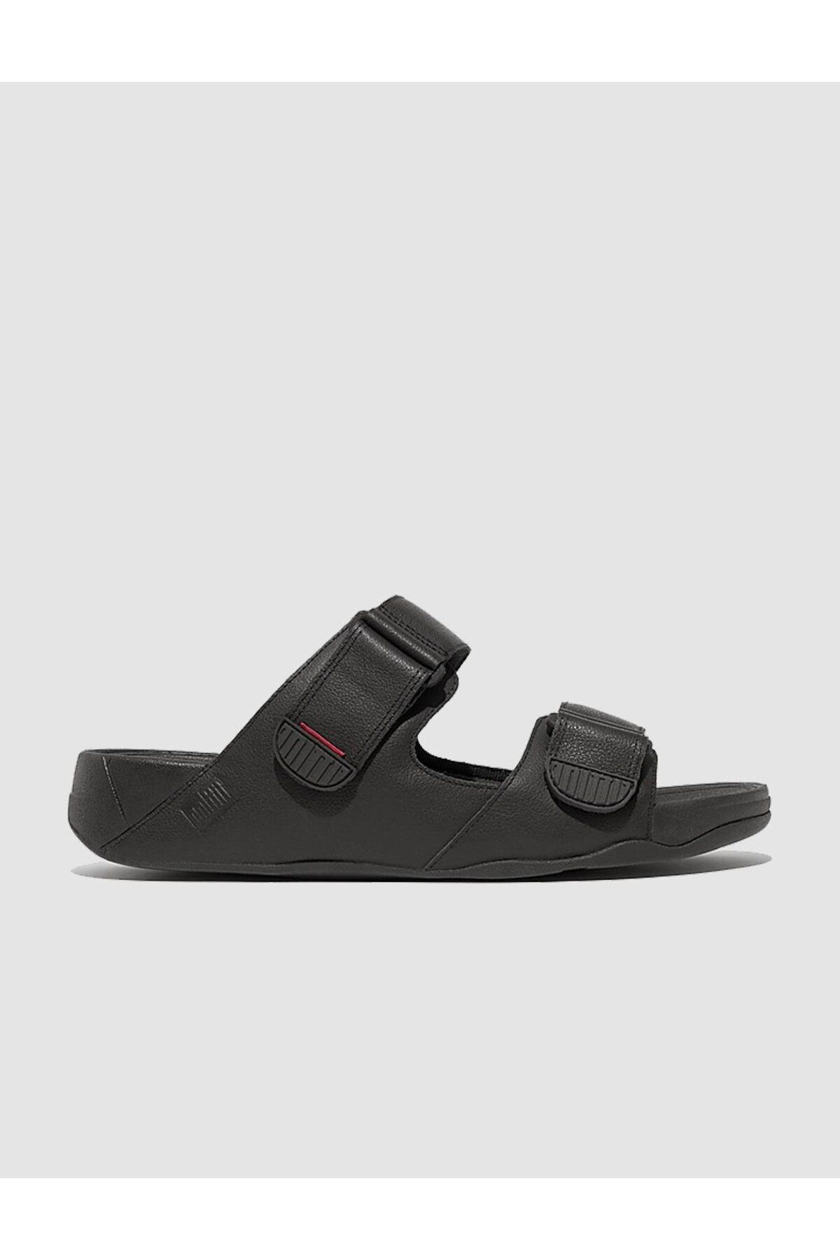 Fitflop Gogh Moc L05 Черные мужские тапочки из натуральной кожи 124722