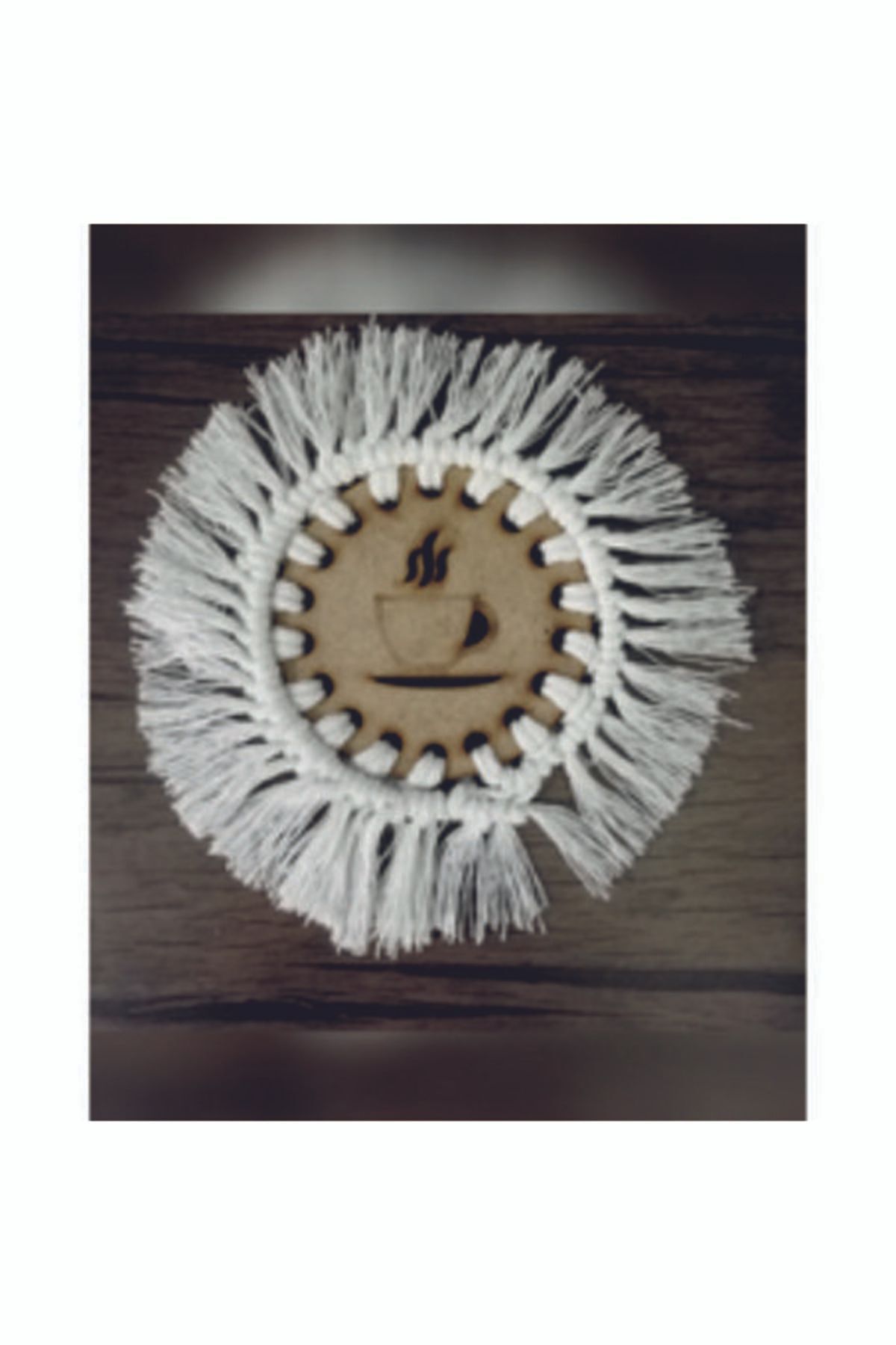 ست چهار عددی زیرلیوانی‌های چوبی مکرامه