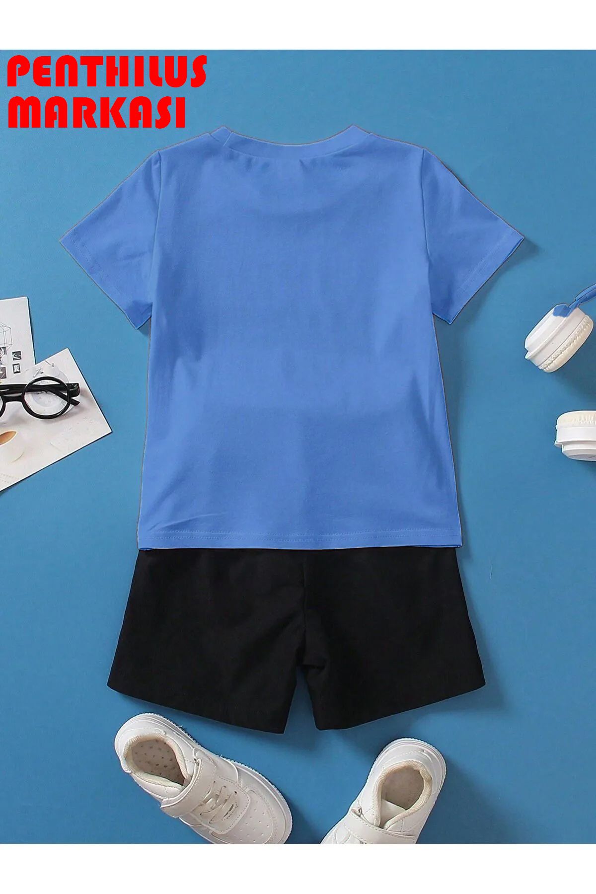 PENTHİLUS-Haval Yaı Printed T-shirt and Shorts Tracksuit Set 2