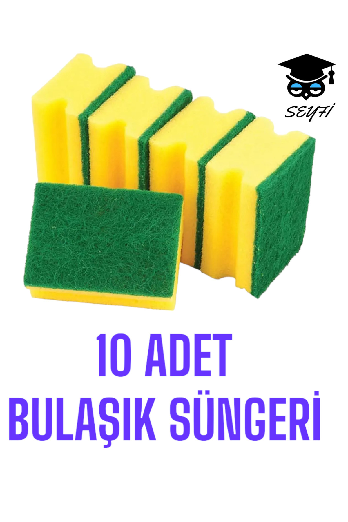 Yeşil Adım 10 ADET  BULAŞIK SÜNGERİ OLUKLU SUN BRİTE
