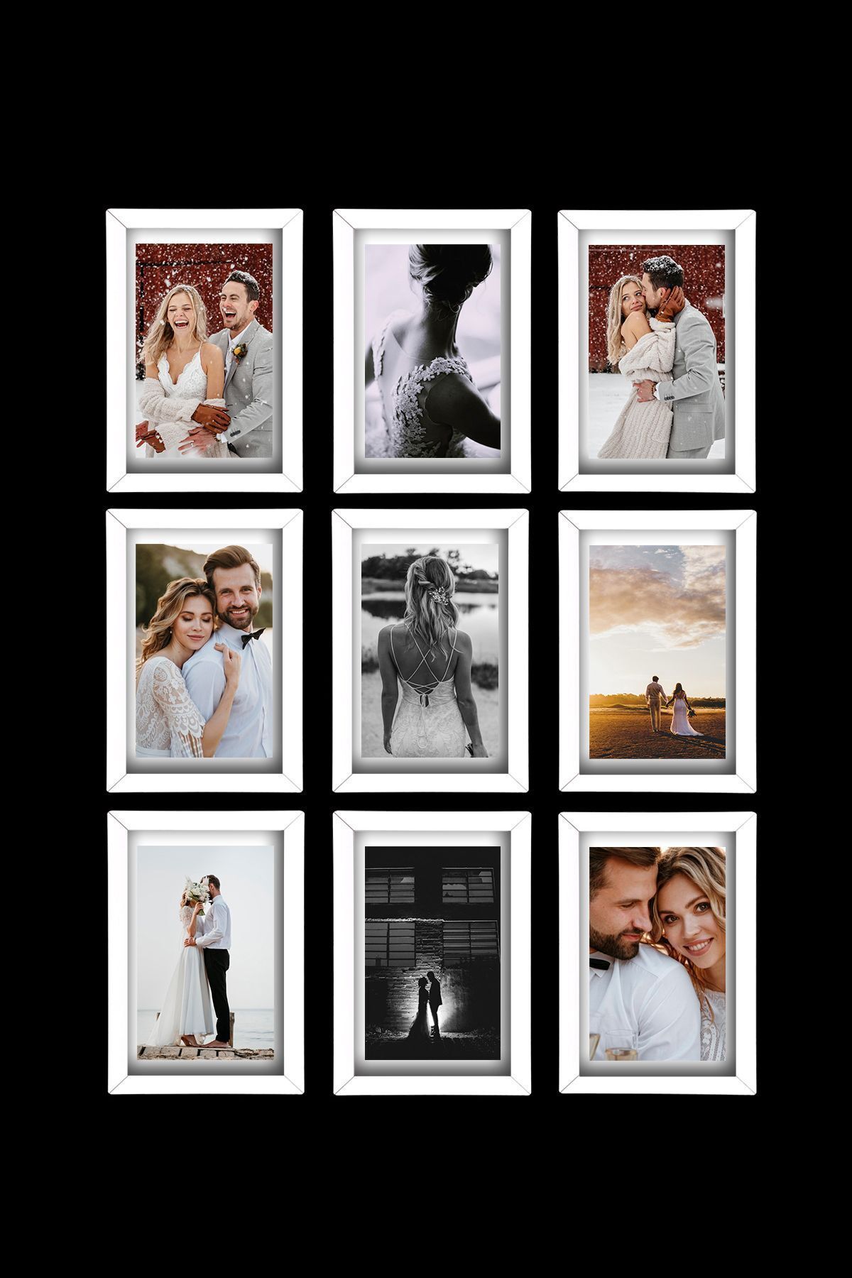 Bytwo-9 Pcs 30X40 White Frame Mdf - Multi Photo Frame - A3 Frame 7