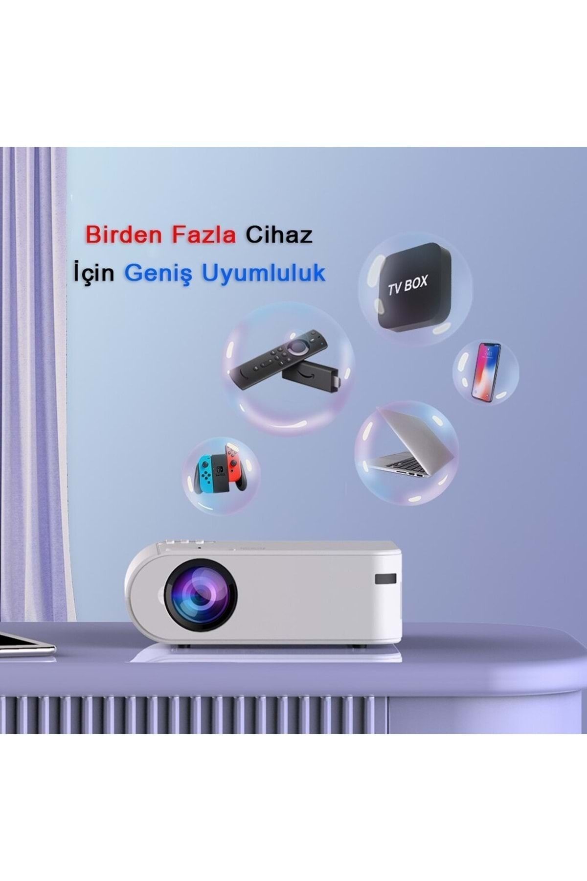 P62 Full Hd Destekli Wifi & Ios & Android Cep Tel Yansıtma Mini Projeksiyon Cihazı - 3