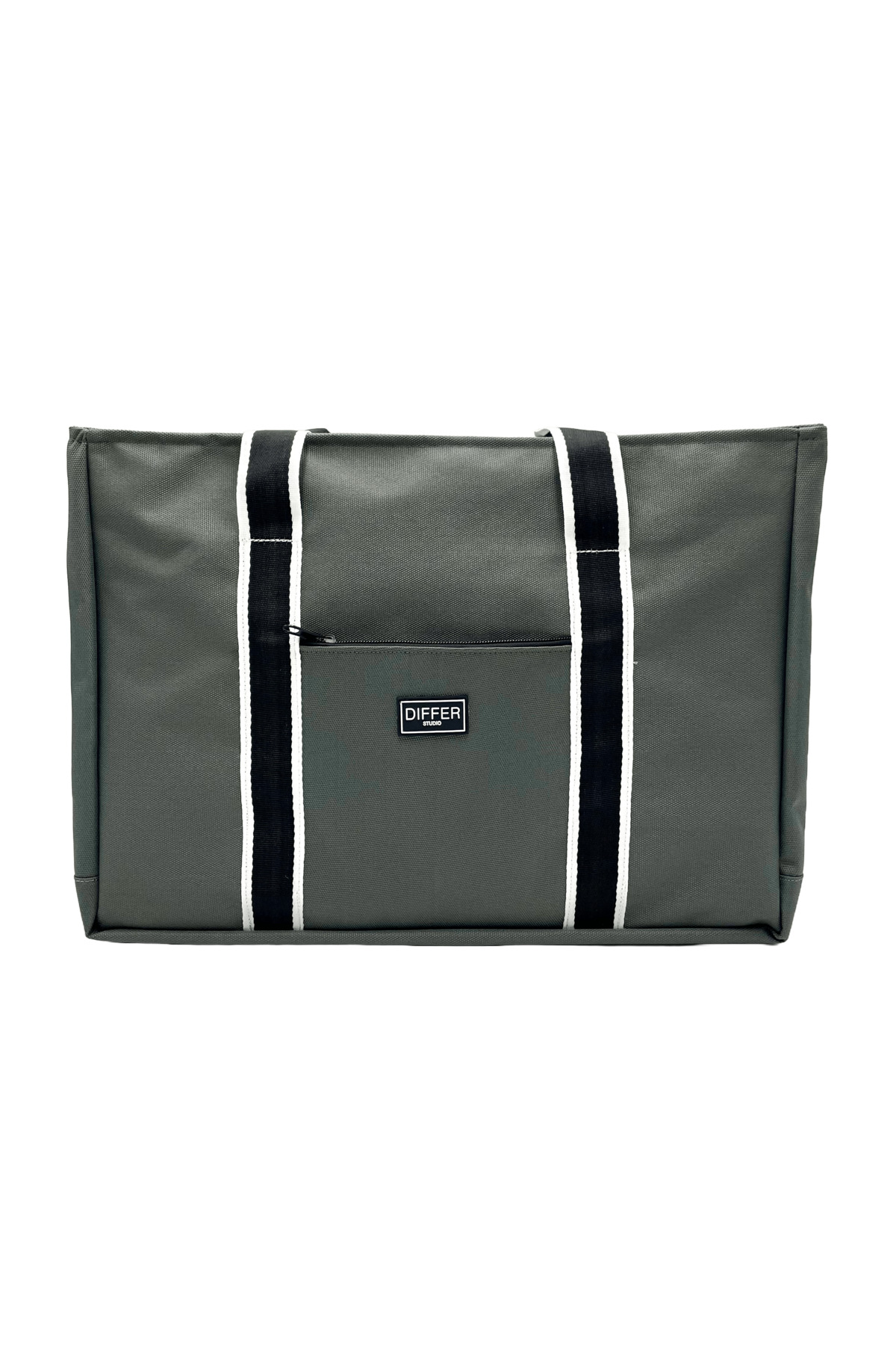 2-Piece Beach/Sleeve/Shoulder/Sports Bag with Gray-Smoked Black-White Striped Strap Waterproof Black Inner Bag