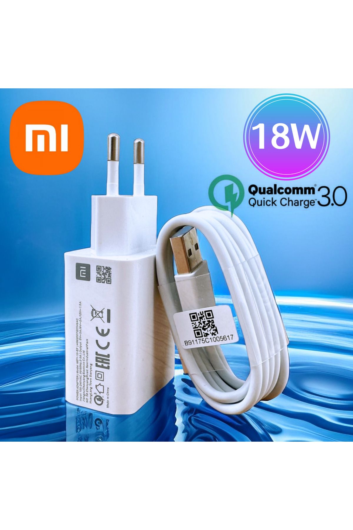 Xiaomi-مجموعة شاحن الاتحاد الأوروبي 18 واط محول شحن سريع أصلي لـ Redmi 12 10c 13r 12r كابل من النوع C 2