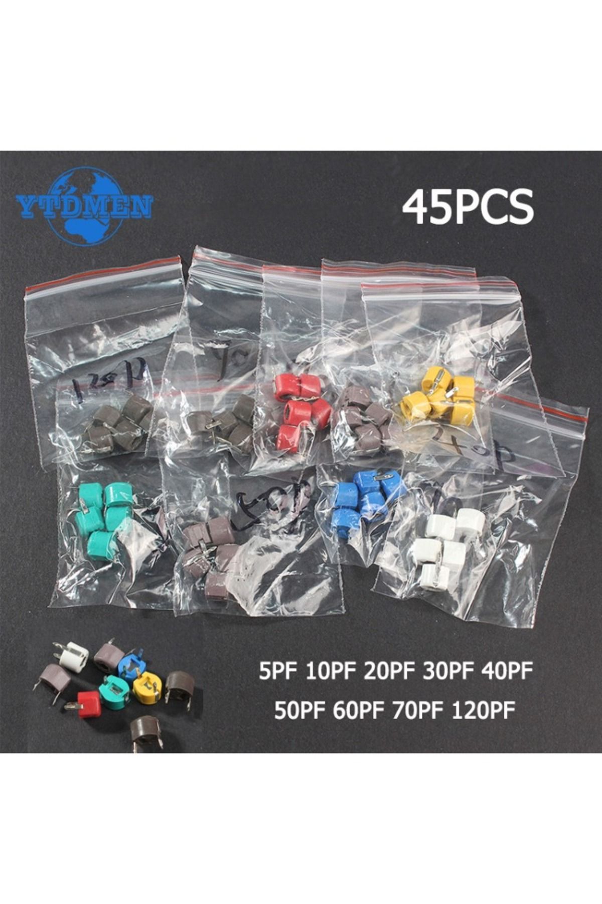 YTDMEN-45PCS Variable Trimmer Capacitor Kit JML06 5PF 10PF 20PF 30PF 40PF 50PF 60PF 70PF 120PF Adjustabl... 8