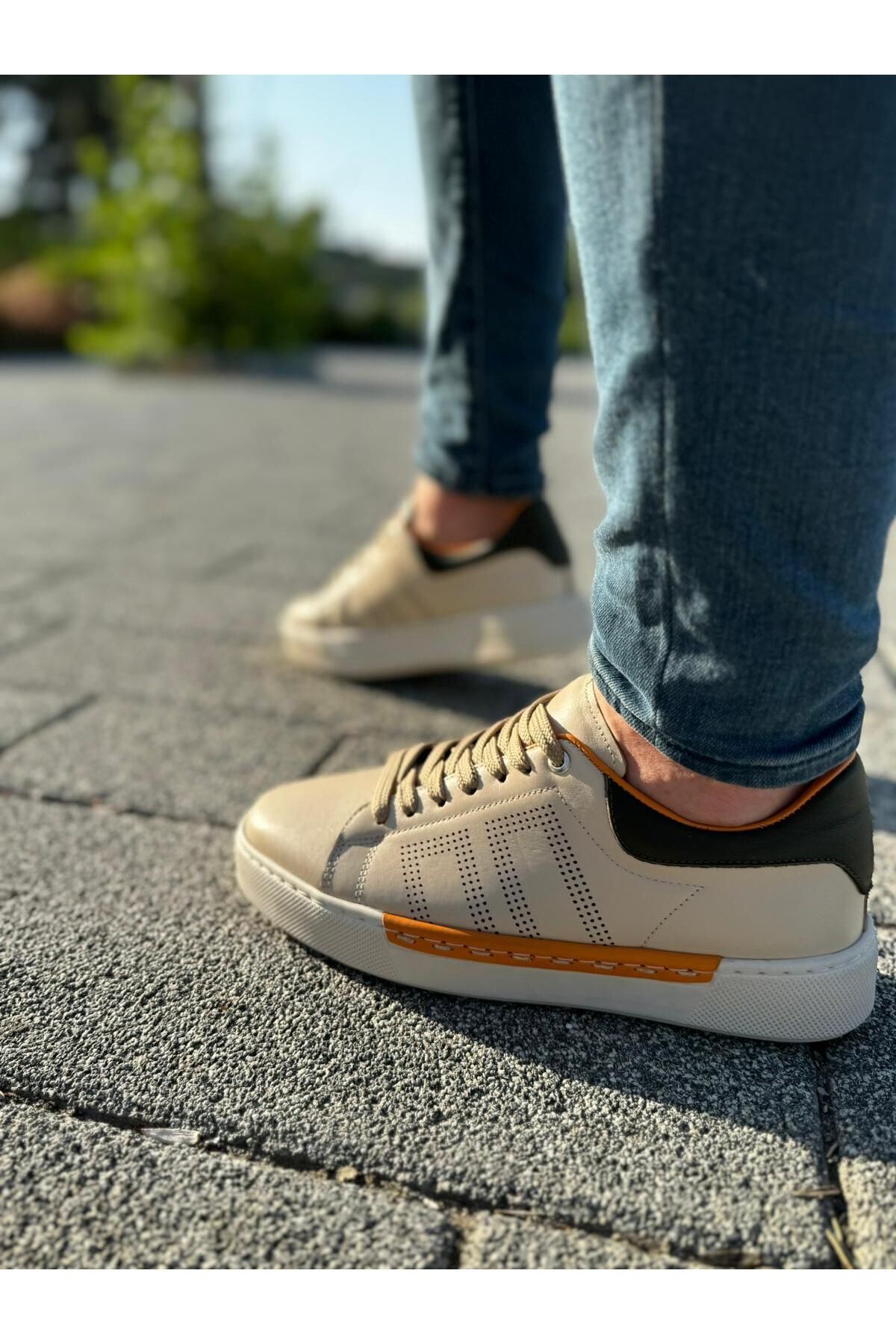 کفش های کژوال مردانه ورزشی چرمی واقعی روزانه BESS SHOES