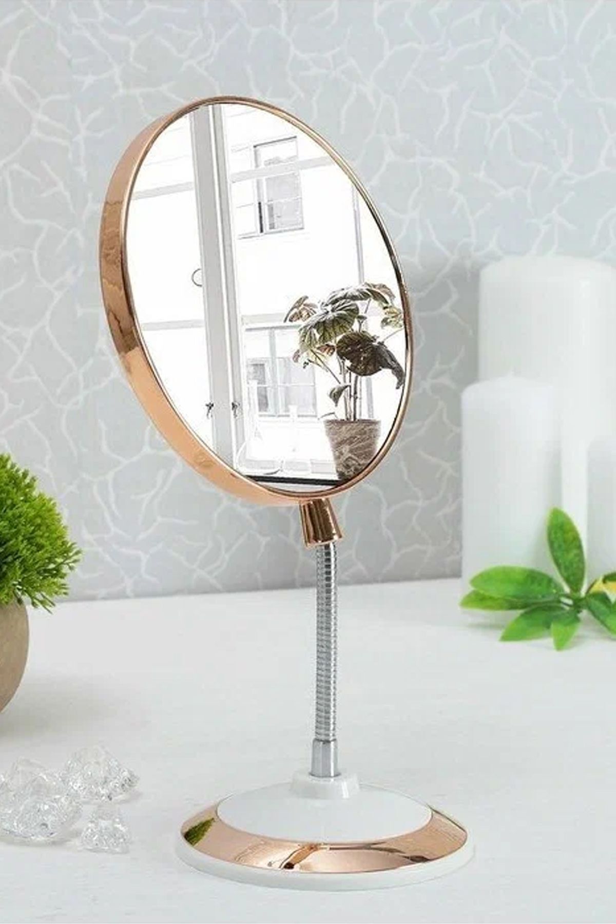 Pufwin домашнее увеличительное двустороннее настольное портативное гибкое вращающееся гибкое круглое зеркало для макияжа увеличительное зеркало