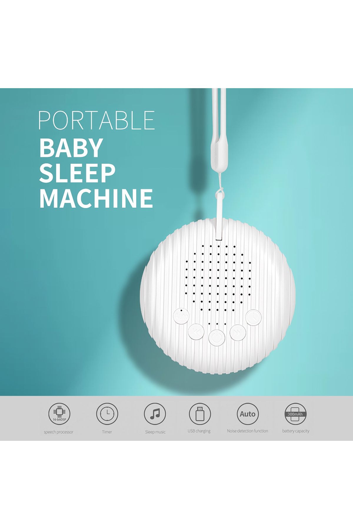 Arealer-White Noise Sound Machine Portable Baby Sleep Machine 10 Soothing Sounds Volume Adjustable Built-... 2