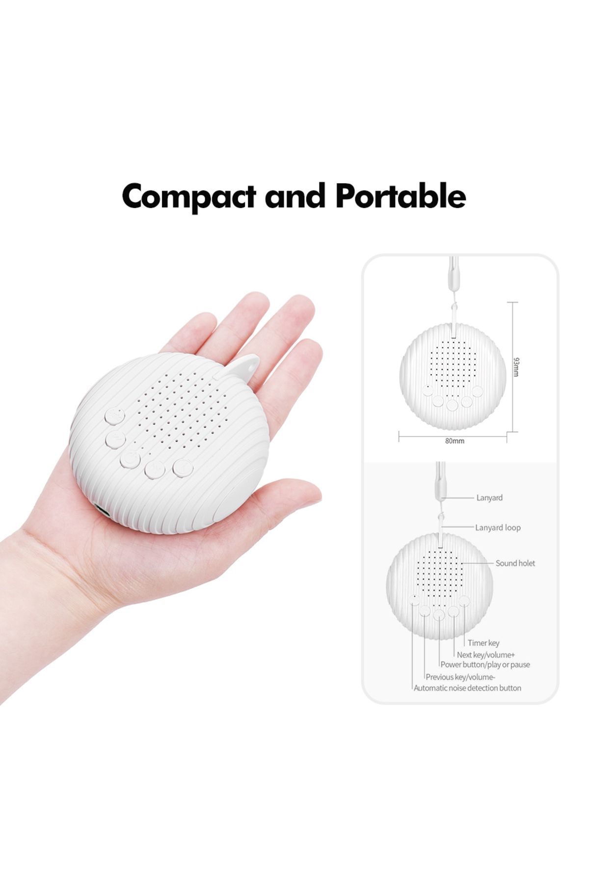 Arealer-White Noise Sound Machine Portable Baby Sleep Machine 10 Soothing Sounds Volume Adjustable Built-... 5