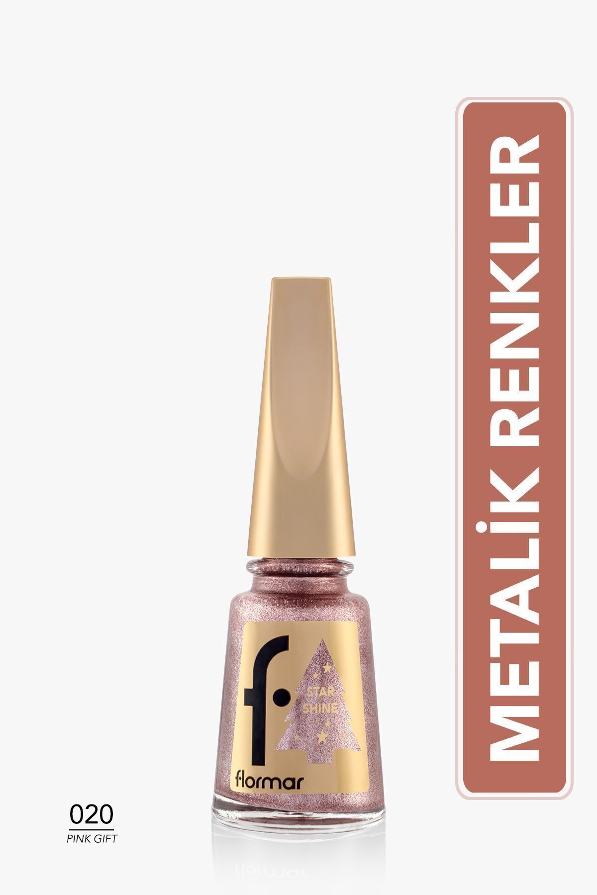 Лак для ногтей Flormar Metallic Shiny - Star Shine Nail Enamel - 020 Pink Gıft-8682536073653 5425