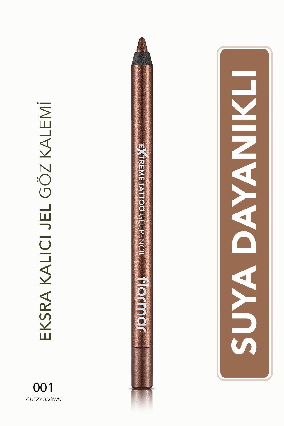 Flormar Shimmering Permanent Eye Pencil (COPPER) — Гелевый карандаш Extreme Tattoo — 001 Glitzy Brown — 8682536028837 239469