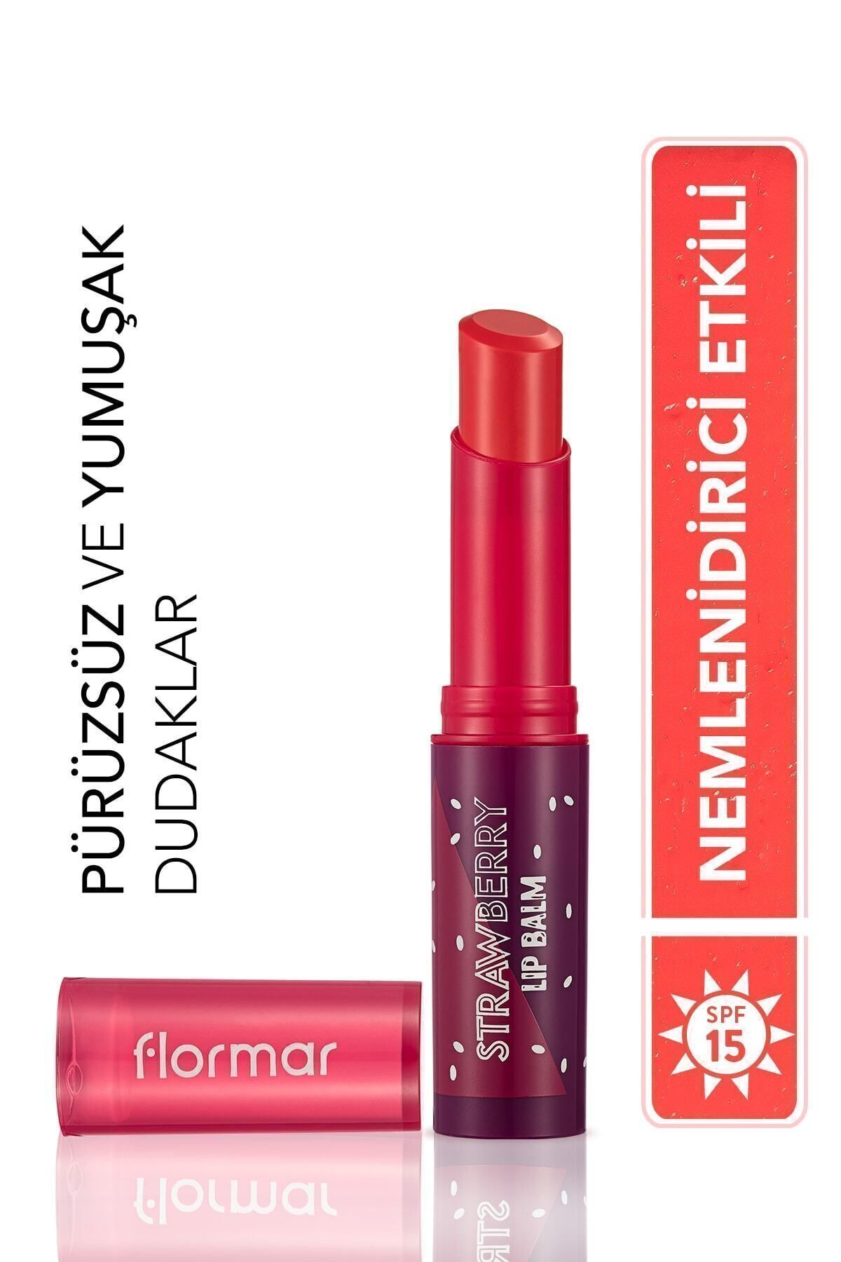 Flormar Stick Цветной увлажняющий крем для губ с маслом ши и какао - Бальзам для губ -003 STRAWBERRY-8690604555383 0313101