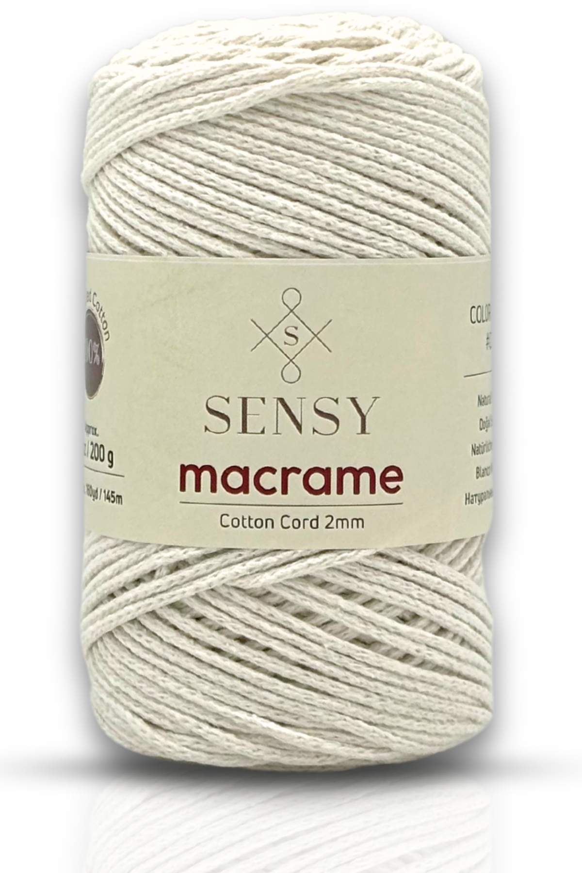 SENSY Premium Koton Pamuk Makrome İpi 2mm Cotton Zincir Makrome Çanta İpi Supla İpi Koton İp Doğal Beyaz
