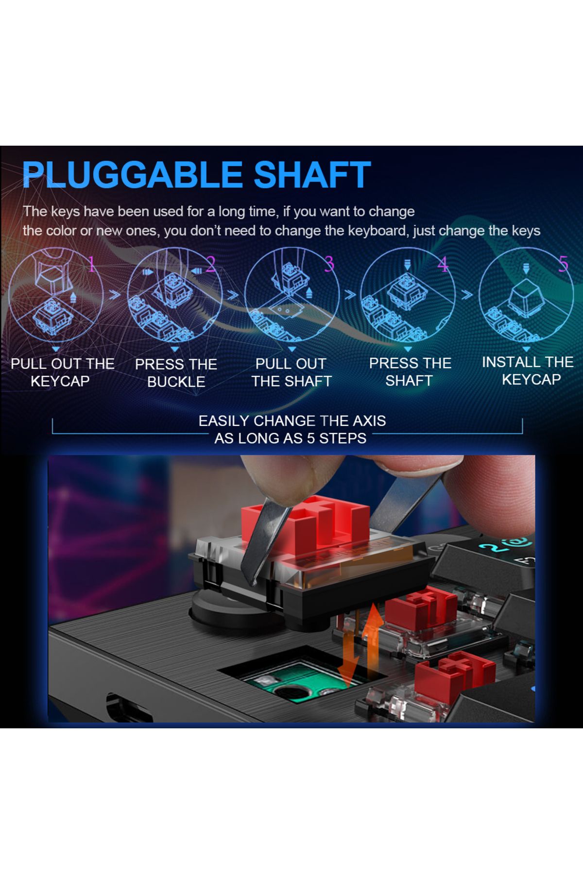 Choice-REDRAGON Horus K618 RGB support Bluetooth 5.0 wireless USB 2.4G 3 mode Mechanical Gaming Keyboard... 4