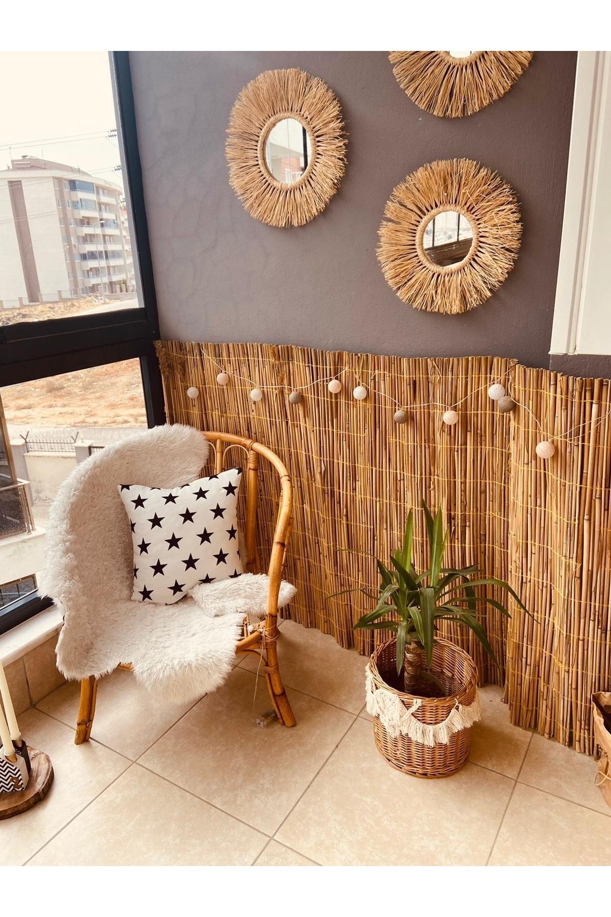 Kamış Çit 2 M X 3 Metre Hasır Çit Rulo Çit Bahçe Çit Balkon Çit Saz Kamış Çit Gölgelik Çit 8