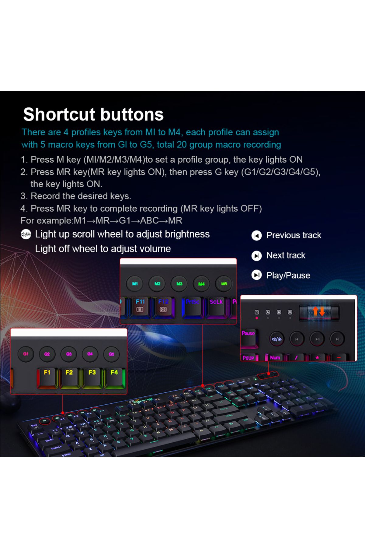 Choice-REDRAGON Horus K618 RGB support Bluetooth 5.0 wireless USB 2.4G 3 mode Mechanical Gaming Keyboard... 5