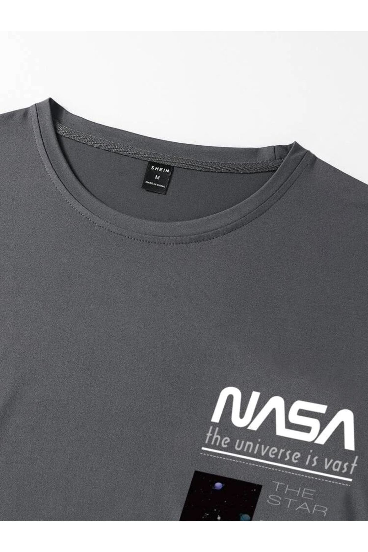 Erkek NASA The Star Baskılı Oversize T-shirt