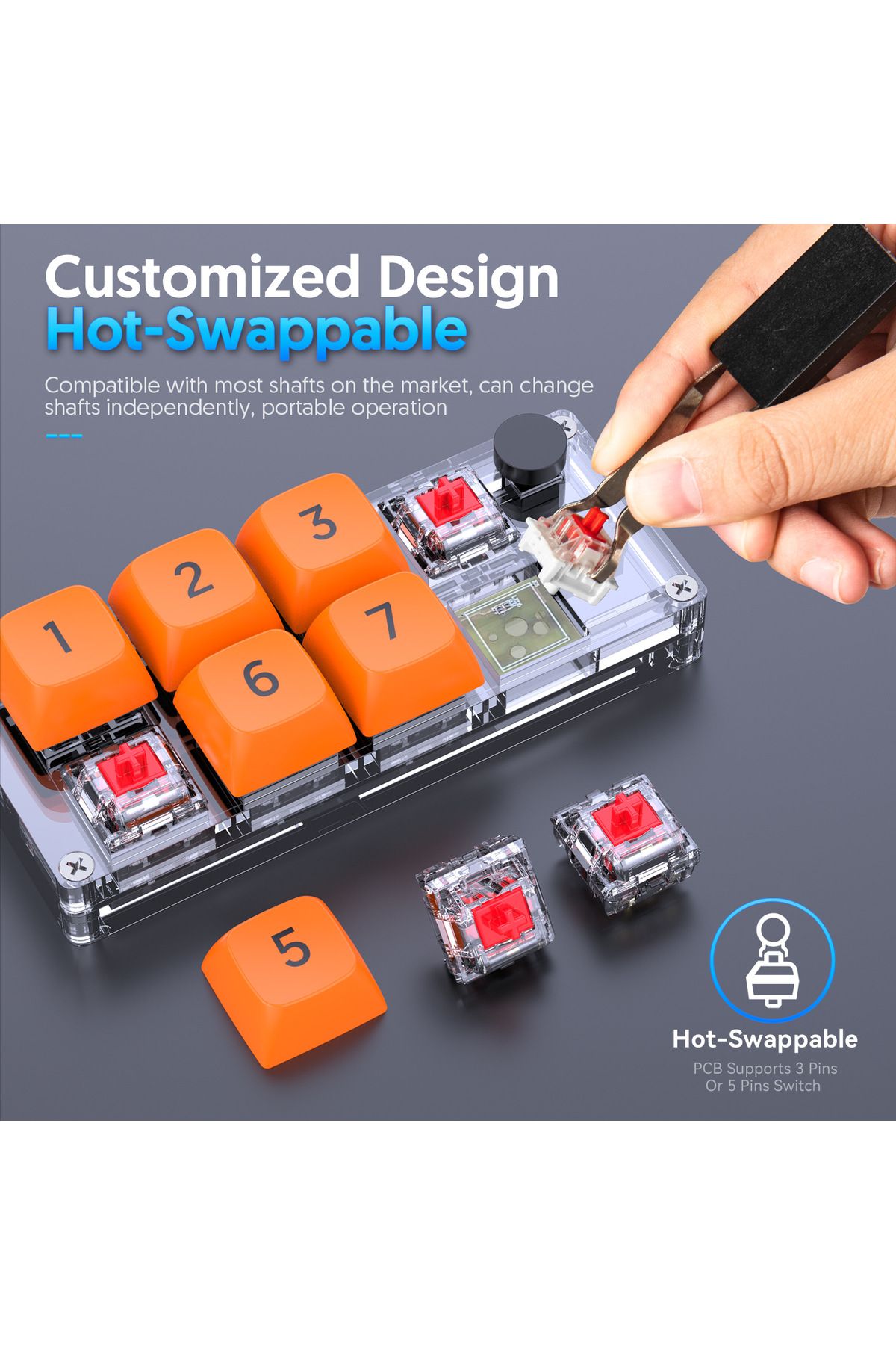 Choice-8 Key Macro Programmable Fully Hot Swappable Mechanical Switch 4 Color RGB Light Gaming Mini Keyb... 2