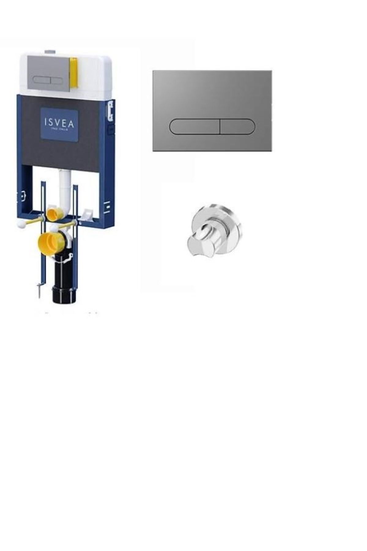 ISVEA DUREZZA TUĞLA DUVAR TİPİ GÖMME REZERVUAR + STOP VALF + MAT KROM KUMANDA PANELİ / 52DRS0101I - 1